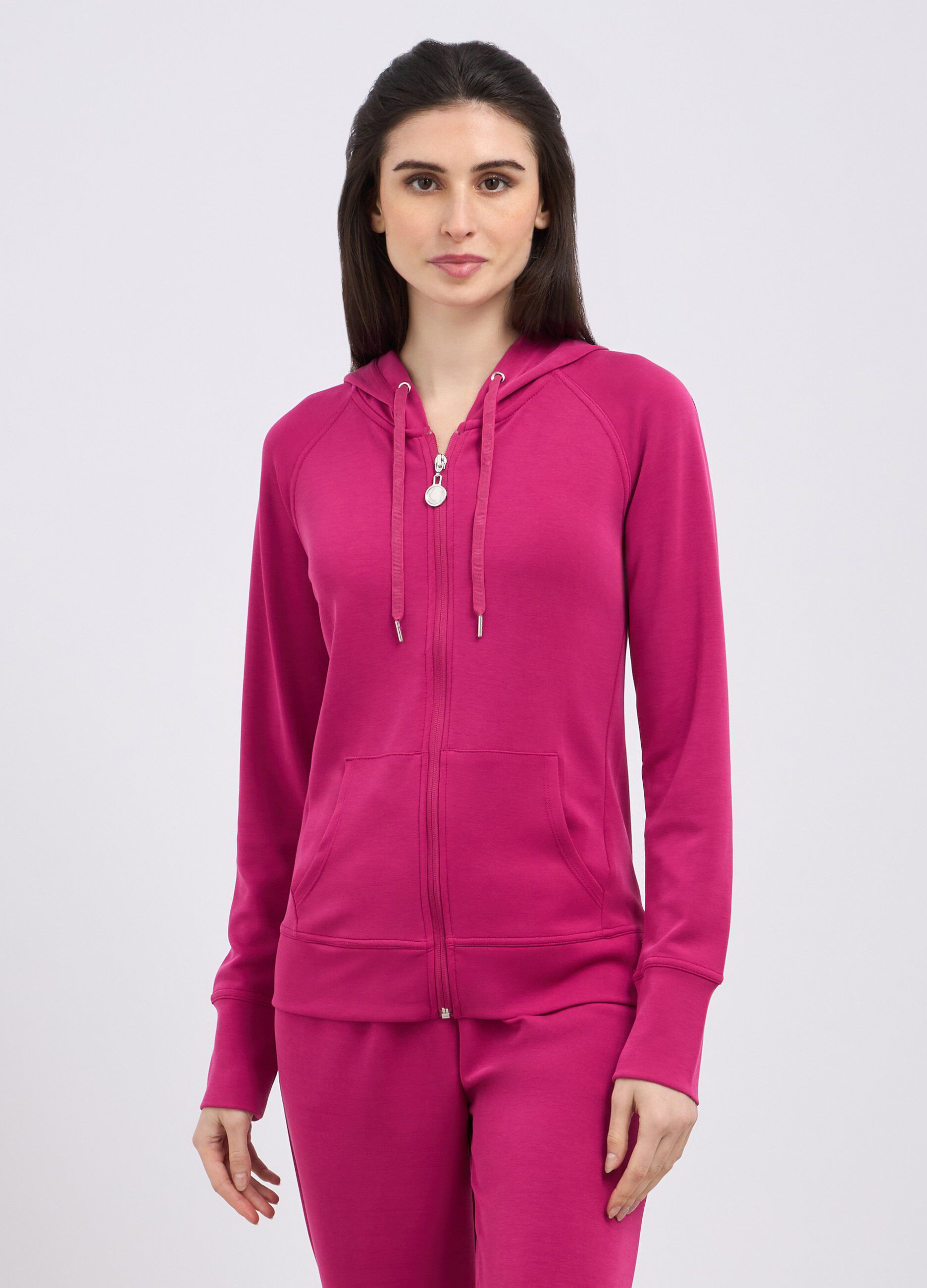 Felpa full zip in misto modal donna