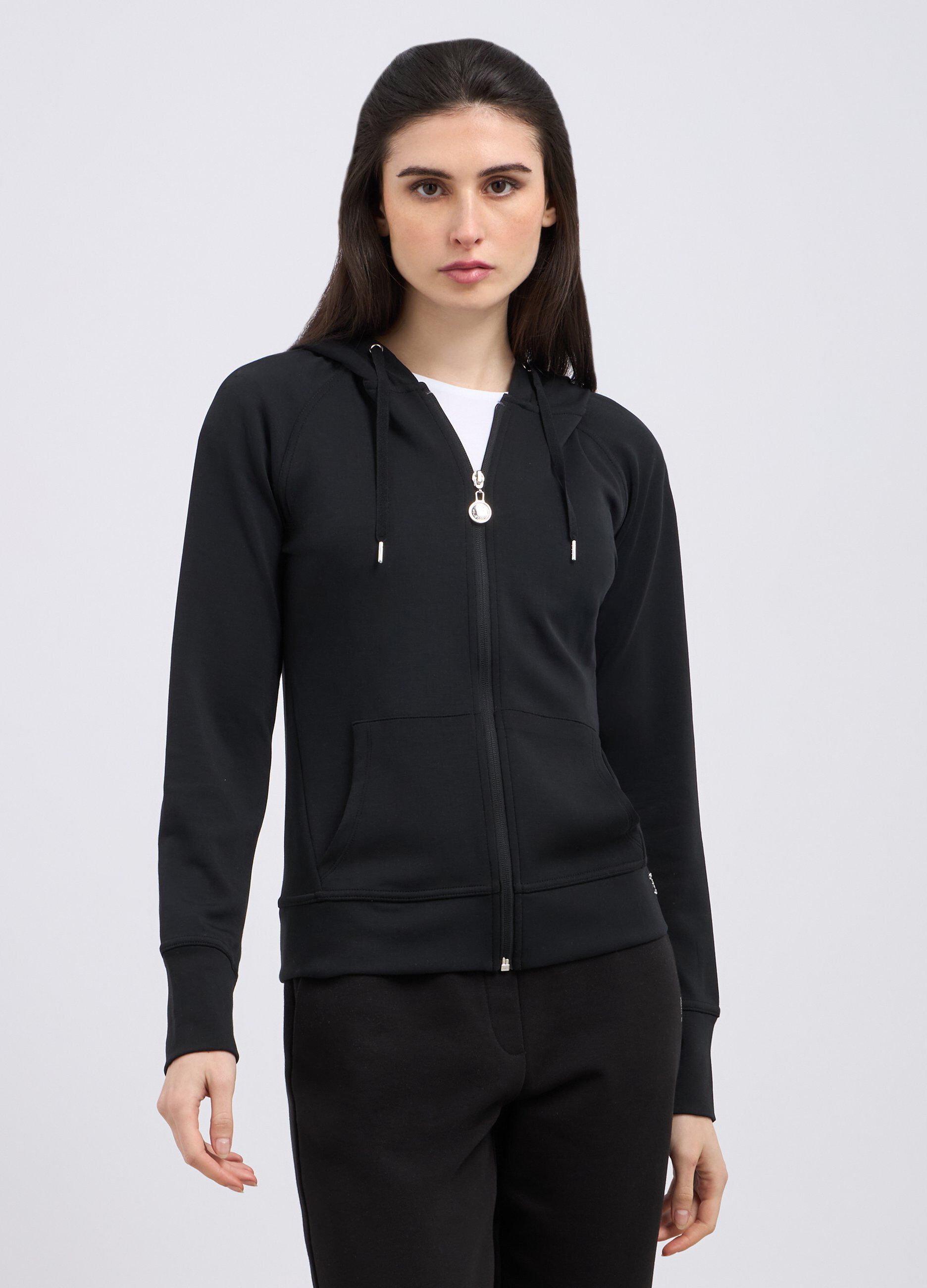 Felpa con cappuccio in misto modal donna