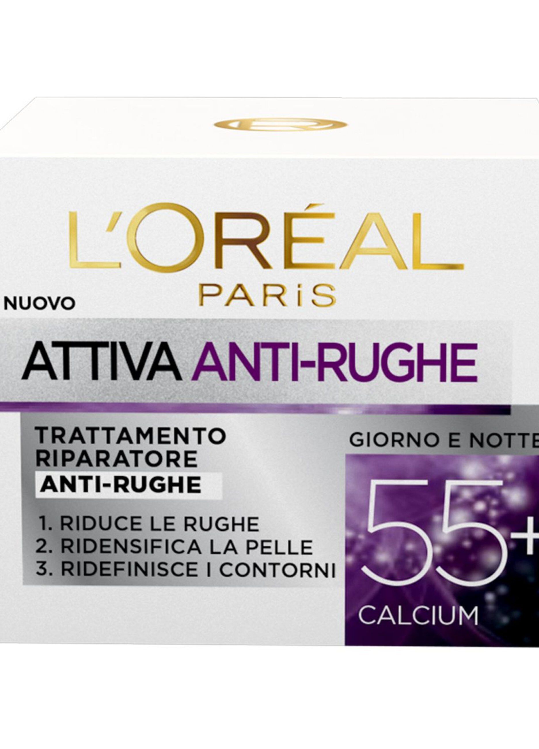 L'OrÃ©al Paris Crema Viso Anti-rughe Attiva 55+, Trattamento Riparatore Anti-rughe, Ridansifica e Ridefinisce i Contorni, 50 ml.