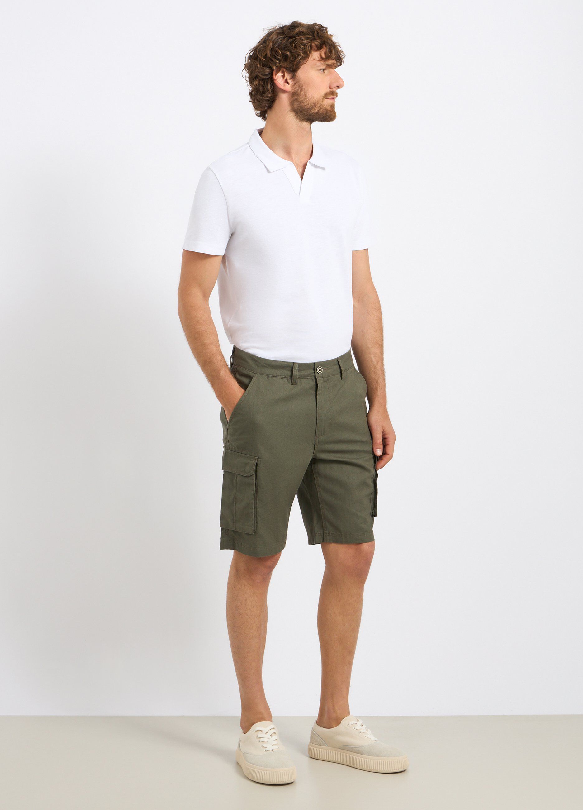 Bermuda cargo in misto lino uomo
