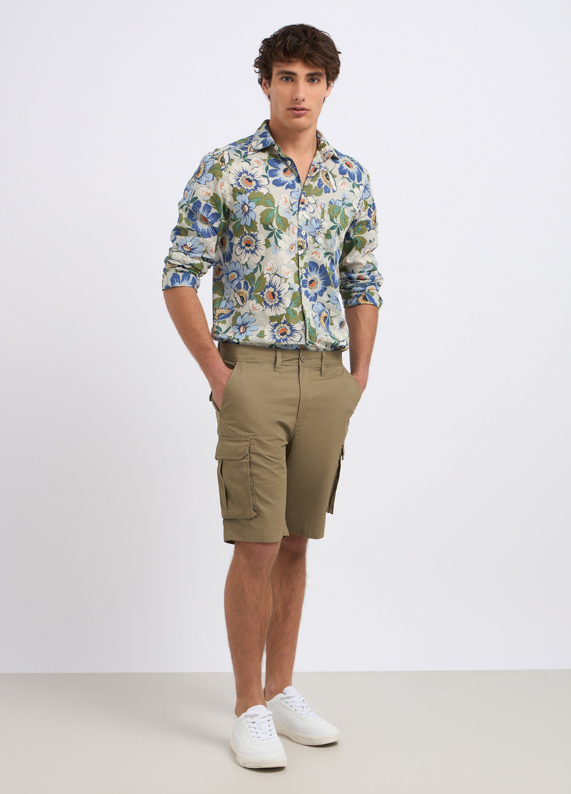 Shorts cargo chino in puro cotone uomo
