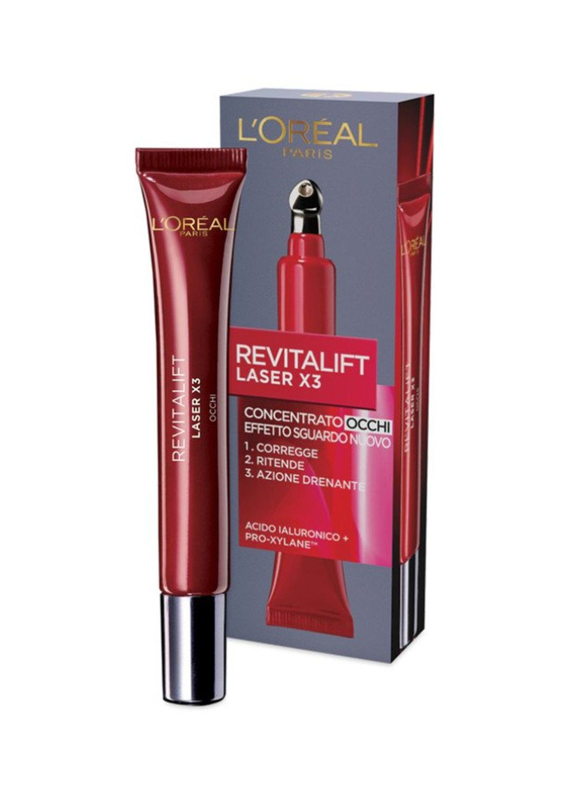 L'OrÃ©al Paris Contorno Occhi Revitalift Laser X3, Azione Antirughe Anti-Et&agrave; con Acido Ialuronico e Pro-Xylane, 15 ml.