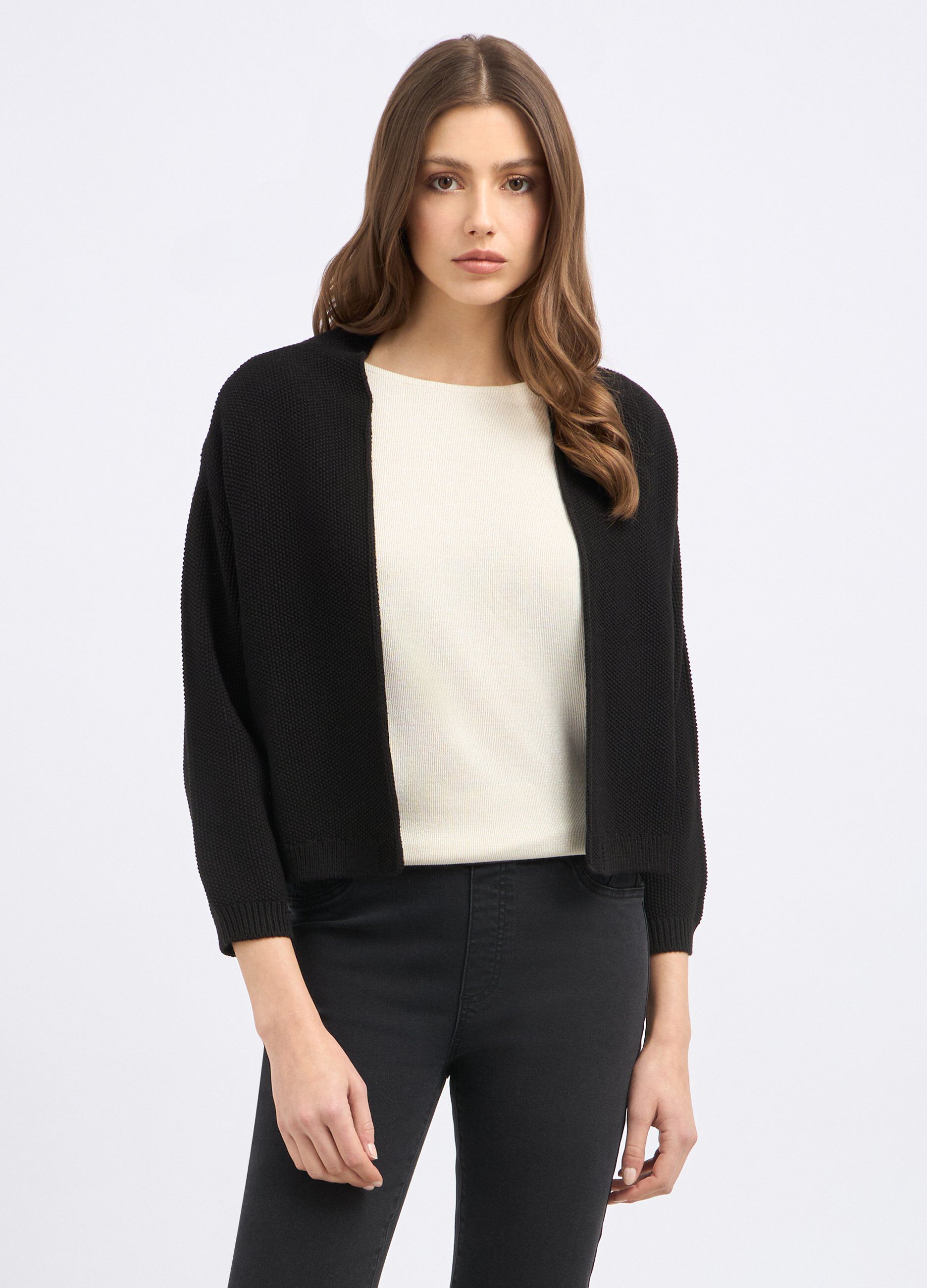 Cardigan aperto in misto cotone donna