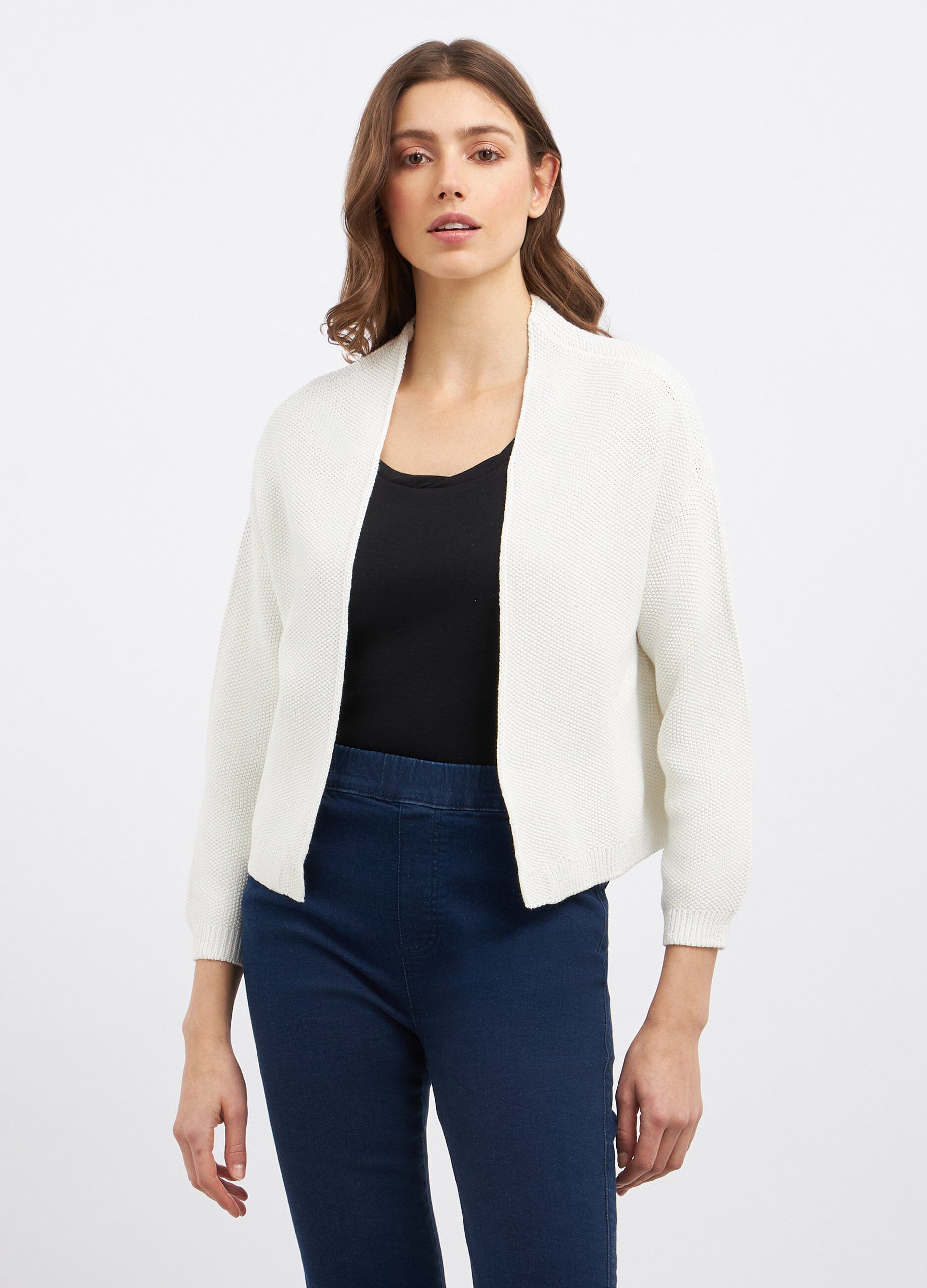 Cardigan aperto in misto cotone donna