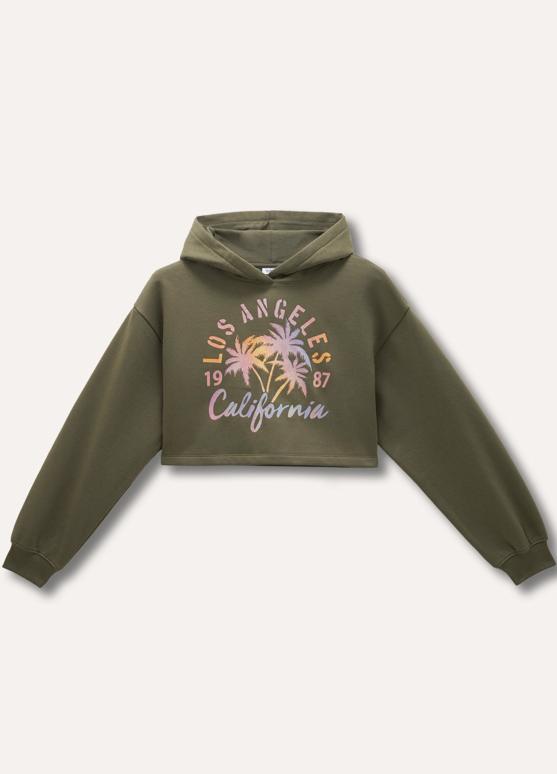 Felpa crop con cappuccio ragazza