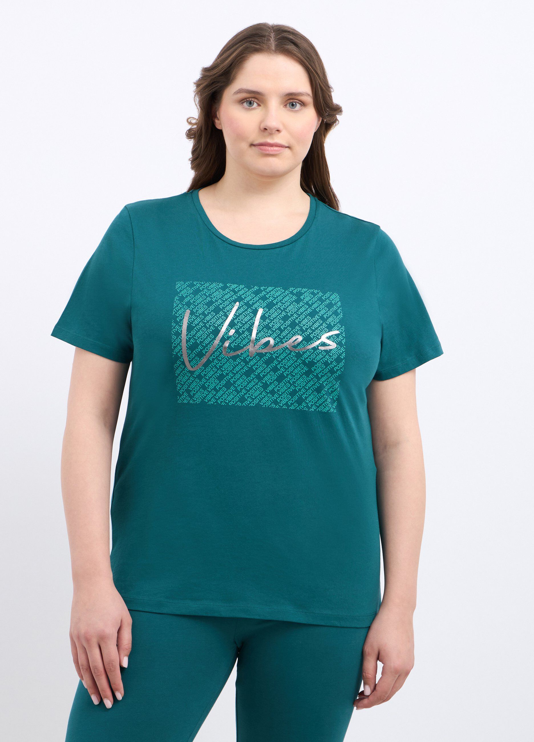 T-shirt fitness in puro cotone donna curvy