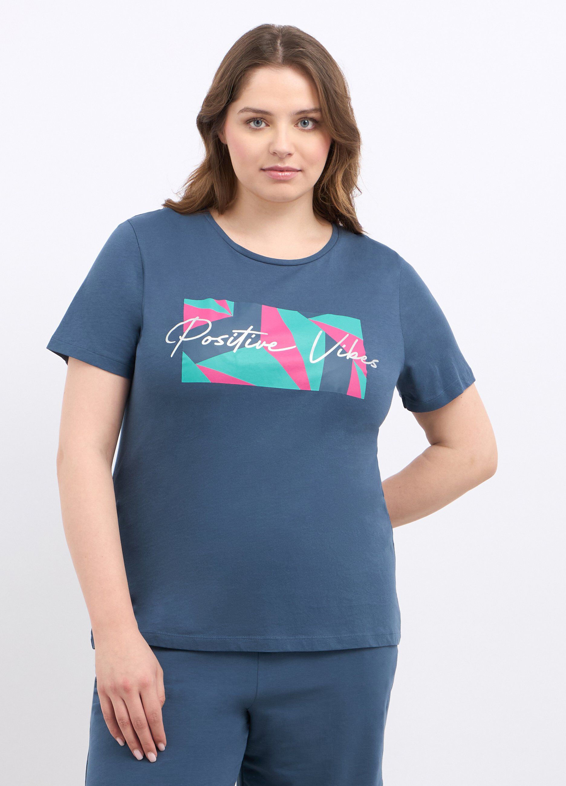 T-shirt fitness in puro cotone donna curvy