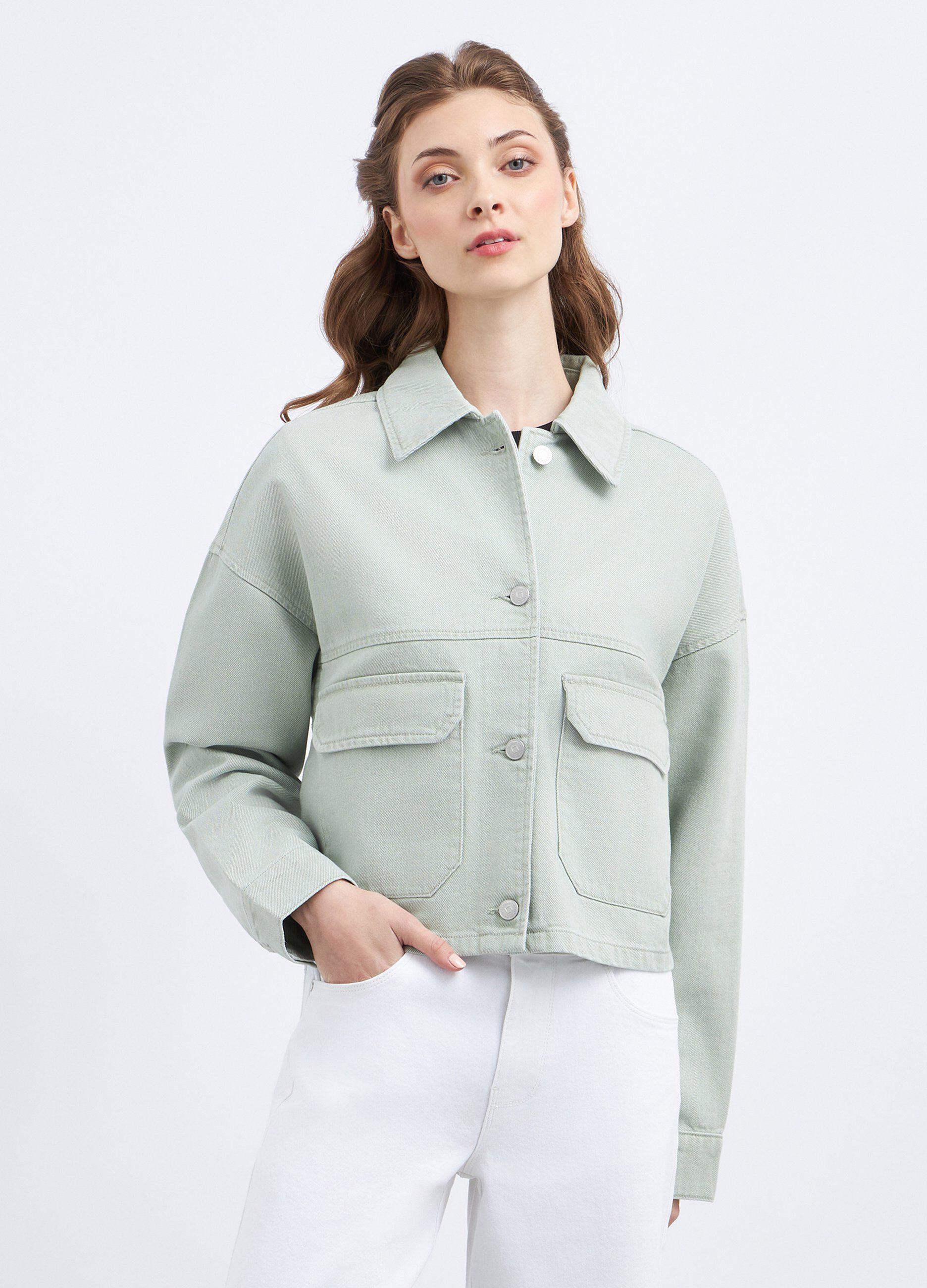 Giacca in denim di puro cotone donna