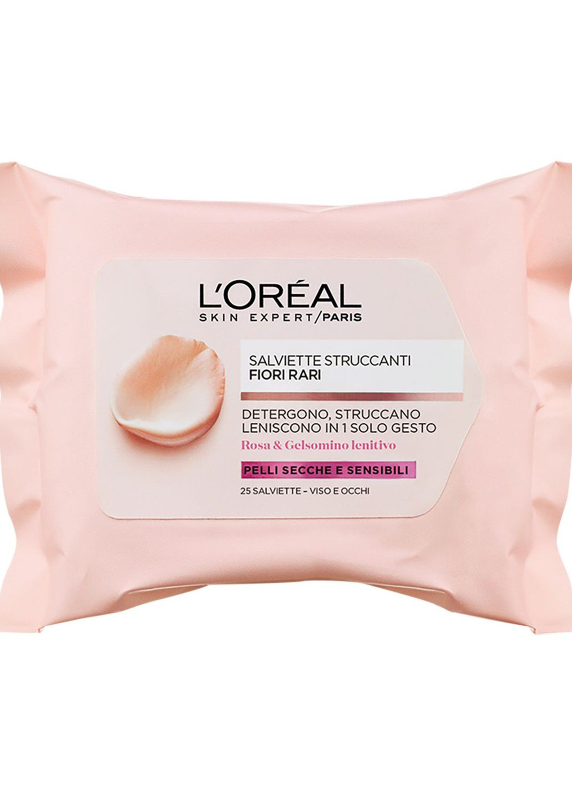 L'OrÃ©al Paris Salviette Struccanti Fiori Rari, Strucca e Idrata la Pelle, per Pelli Secche e Sensibili.