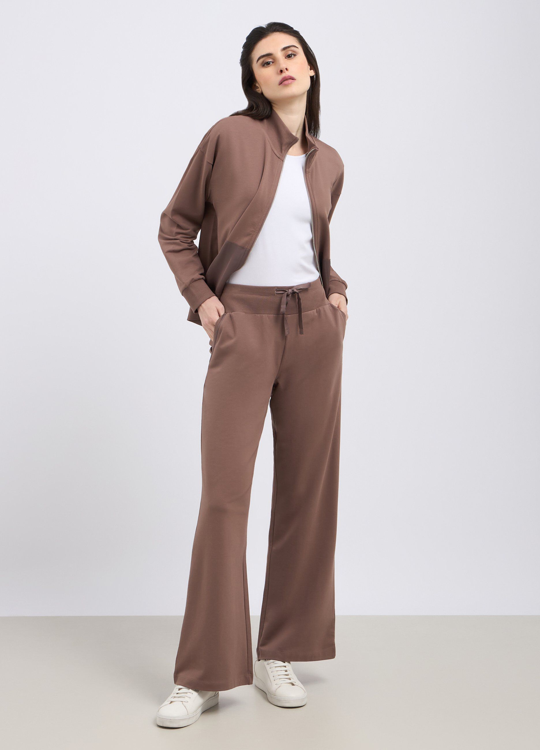 Pantaloni in cotone stretch flare fit donna