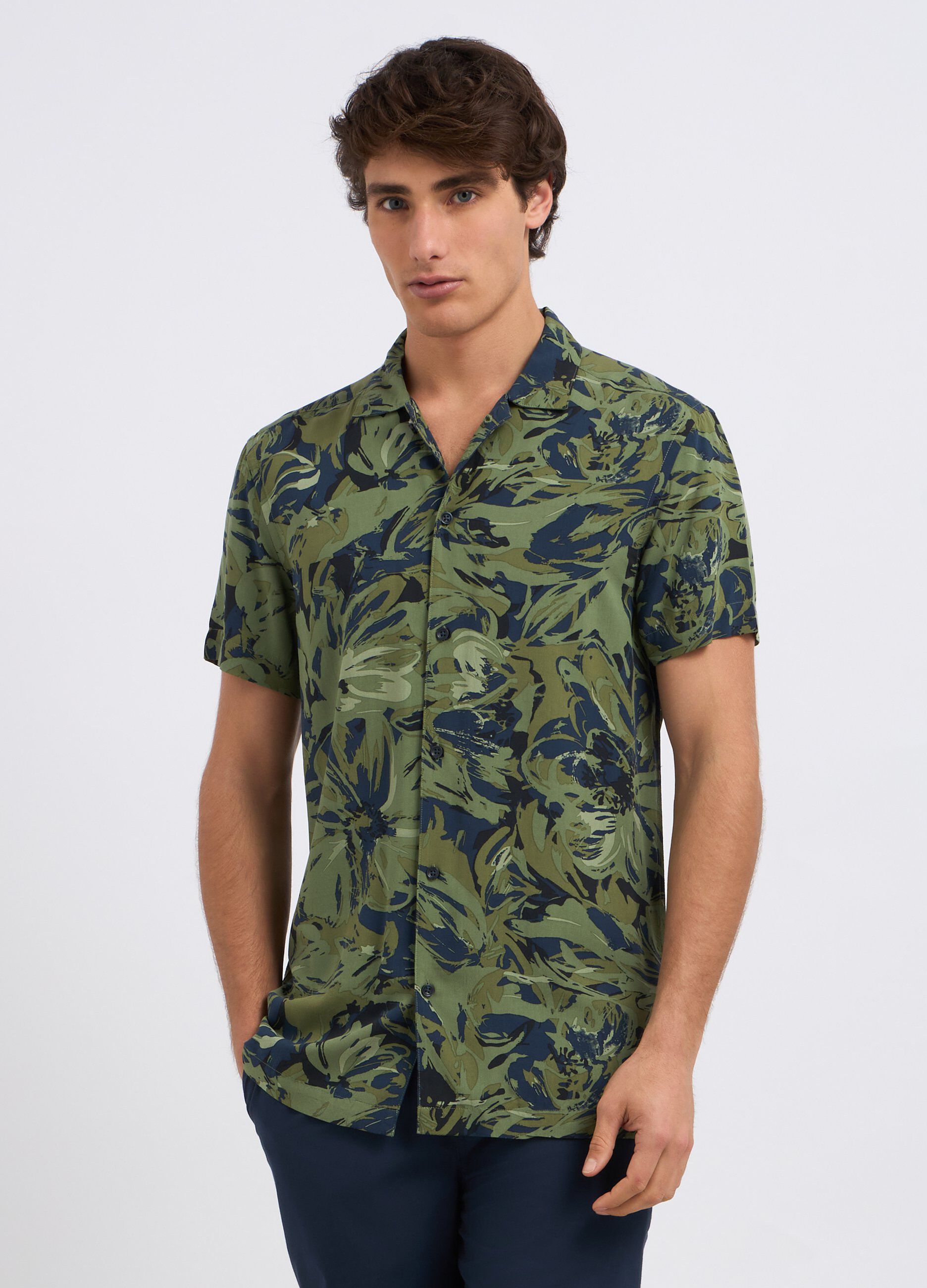 Camicia in puro cotone a maniche corte uomo