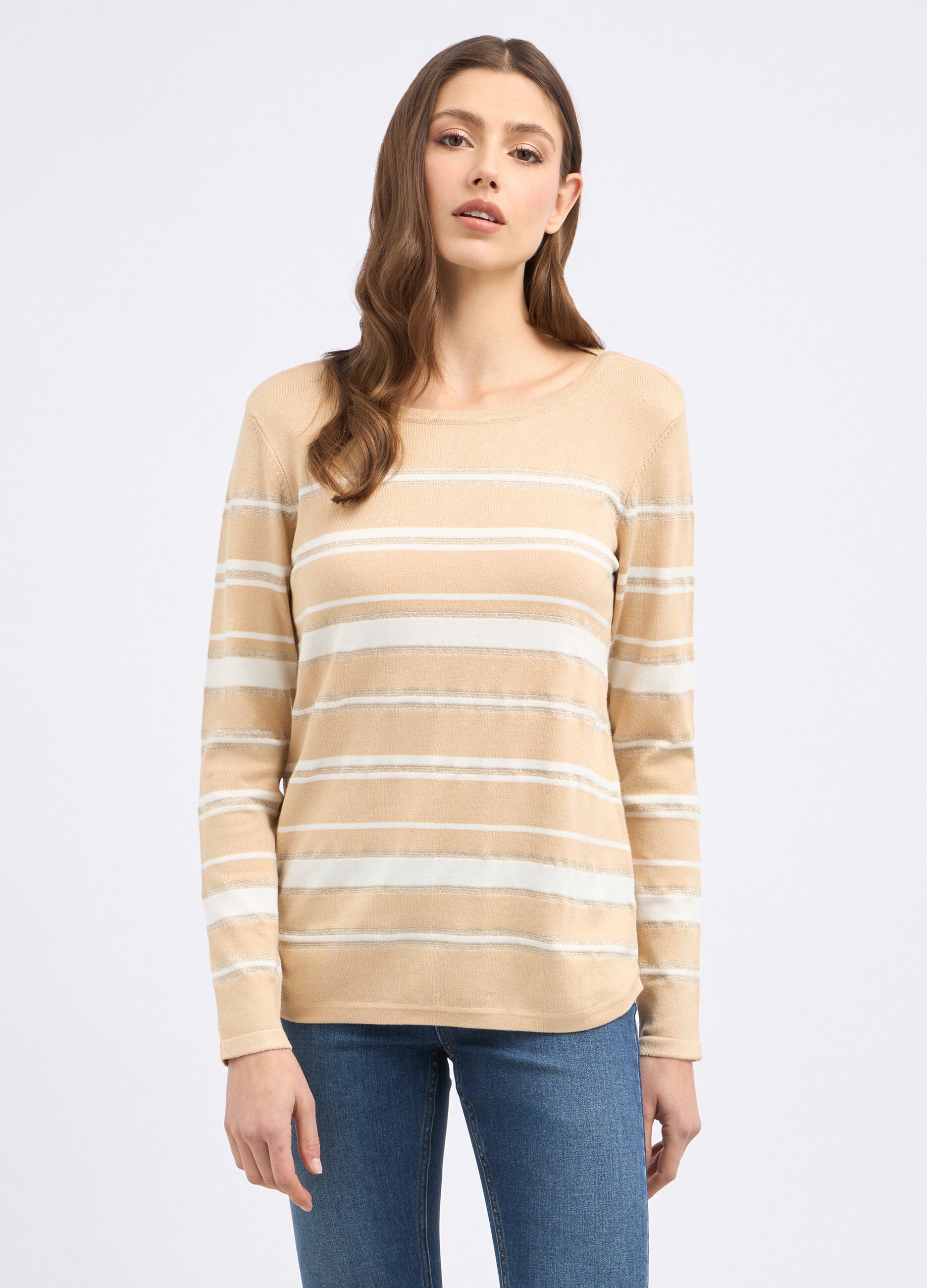 Maglia rigata tricot in misto viscosa donna