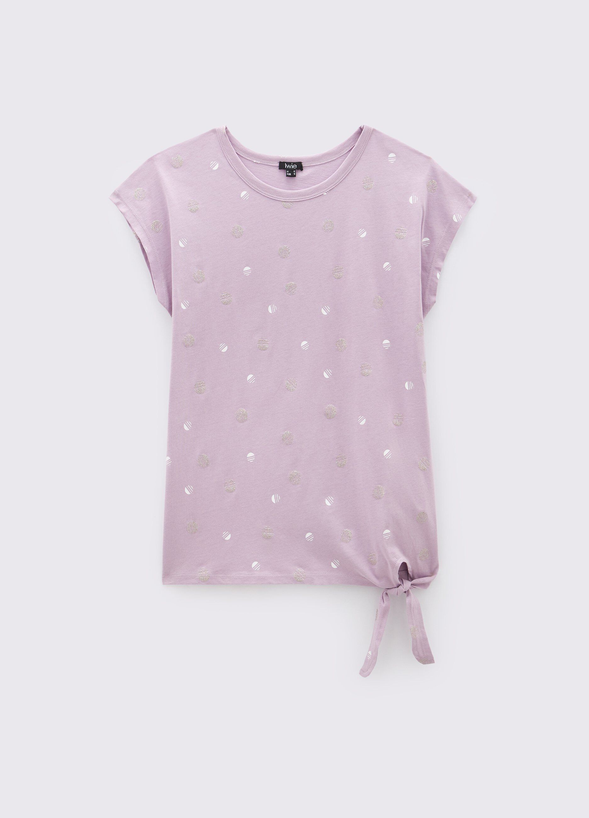 T-shirt in puro cotone con stampa glitter donna