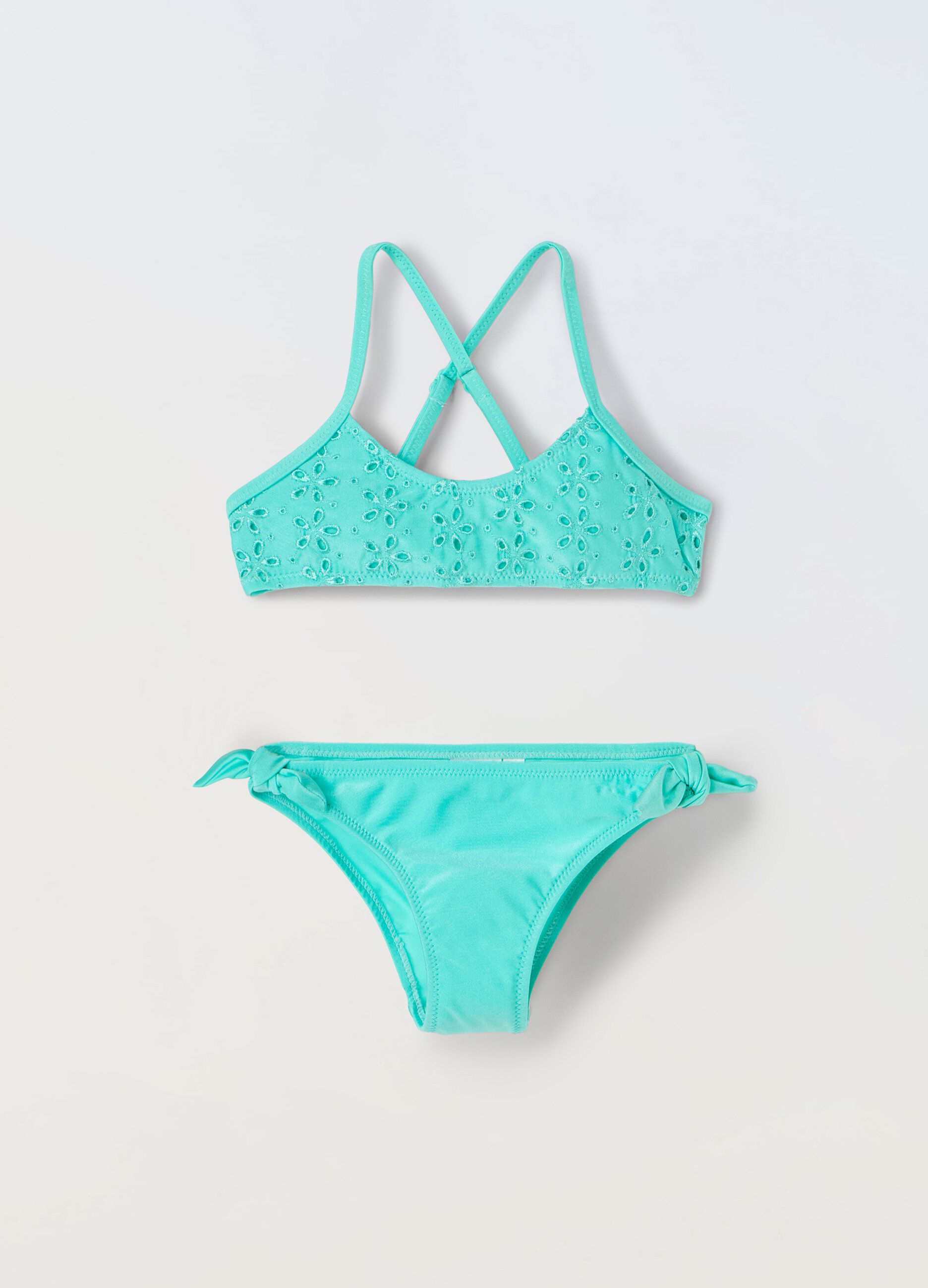 Bikini con top in sangallo bambina