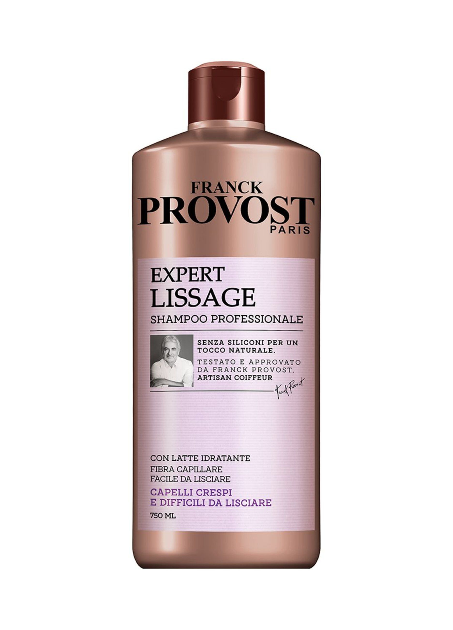 Franck Provost Shampoo Professionale Expert Lissage, Shampoo con Latte Idratante per capelli facili da lisciare, , 750 ml.