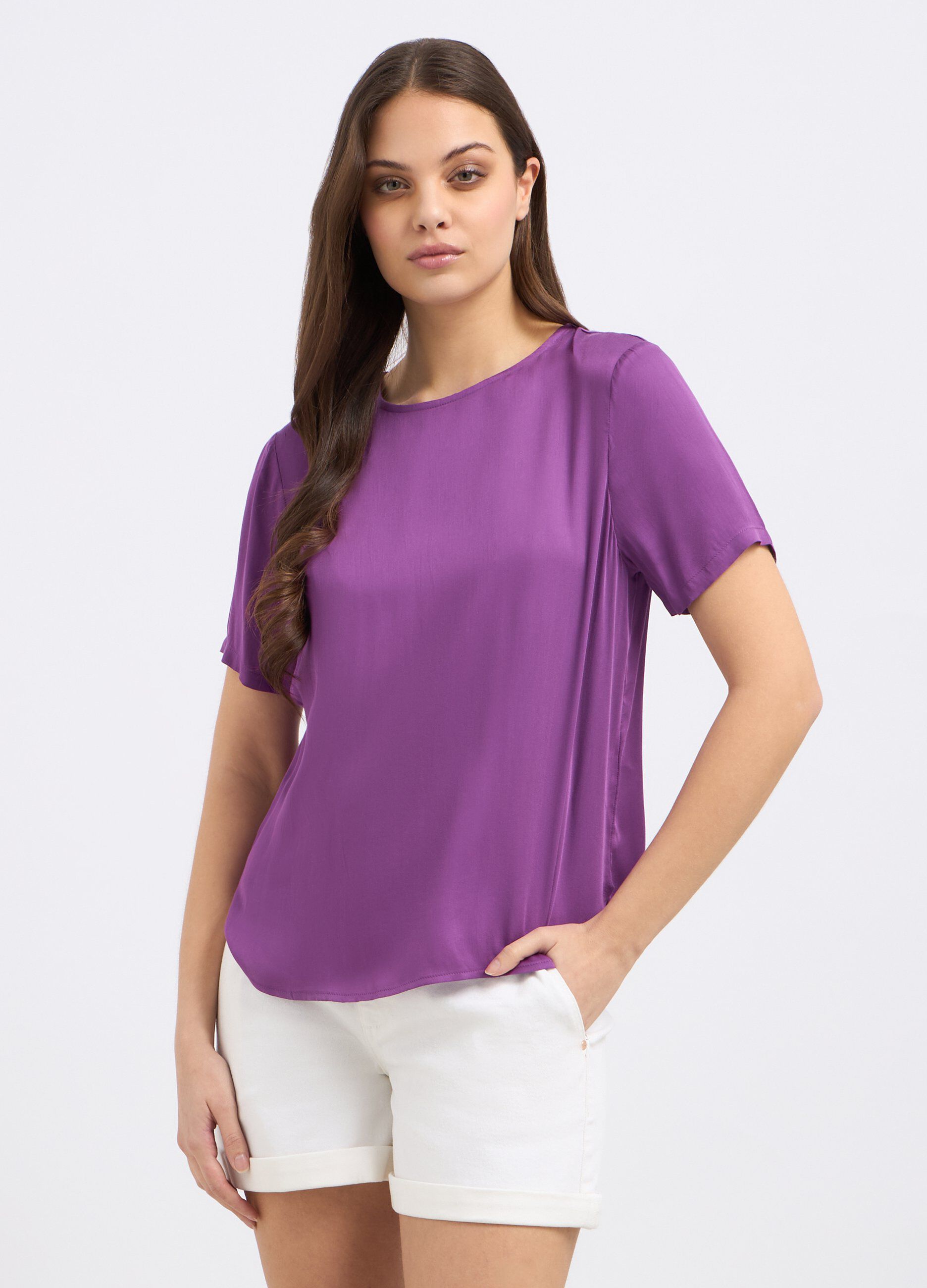 Blusa in pura viscosa a maniche corte donna