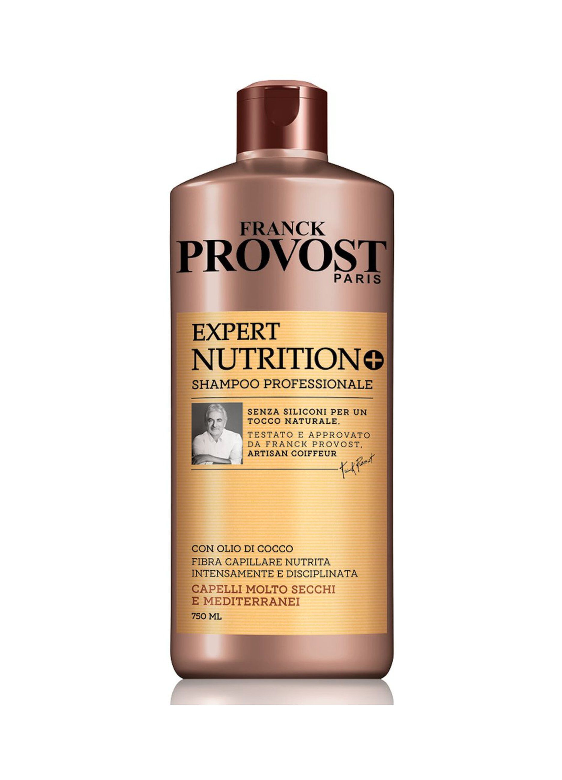 Franck Provost Shampoo Professionale Expert Nutrition +, Shampoo con Olio di Cocco per capellinutriti e disciplinati, , 750 ml.