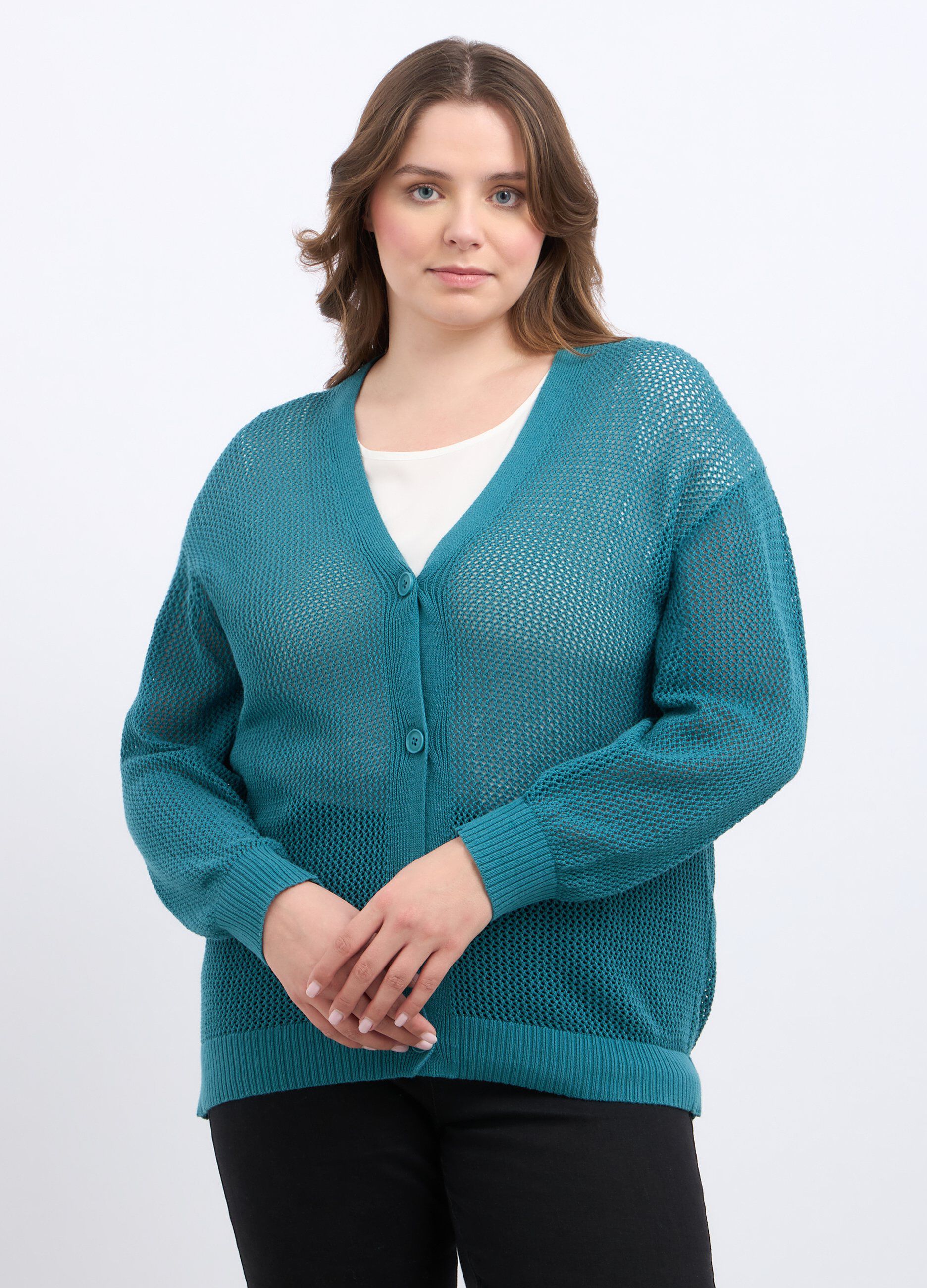 Cardigan tricot in puro cotone donna curvy