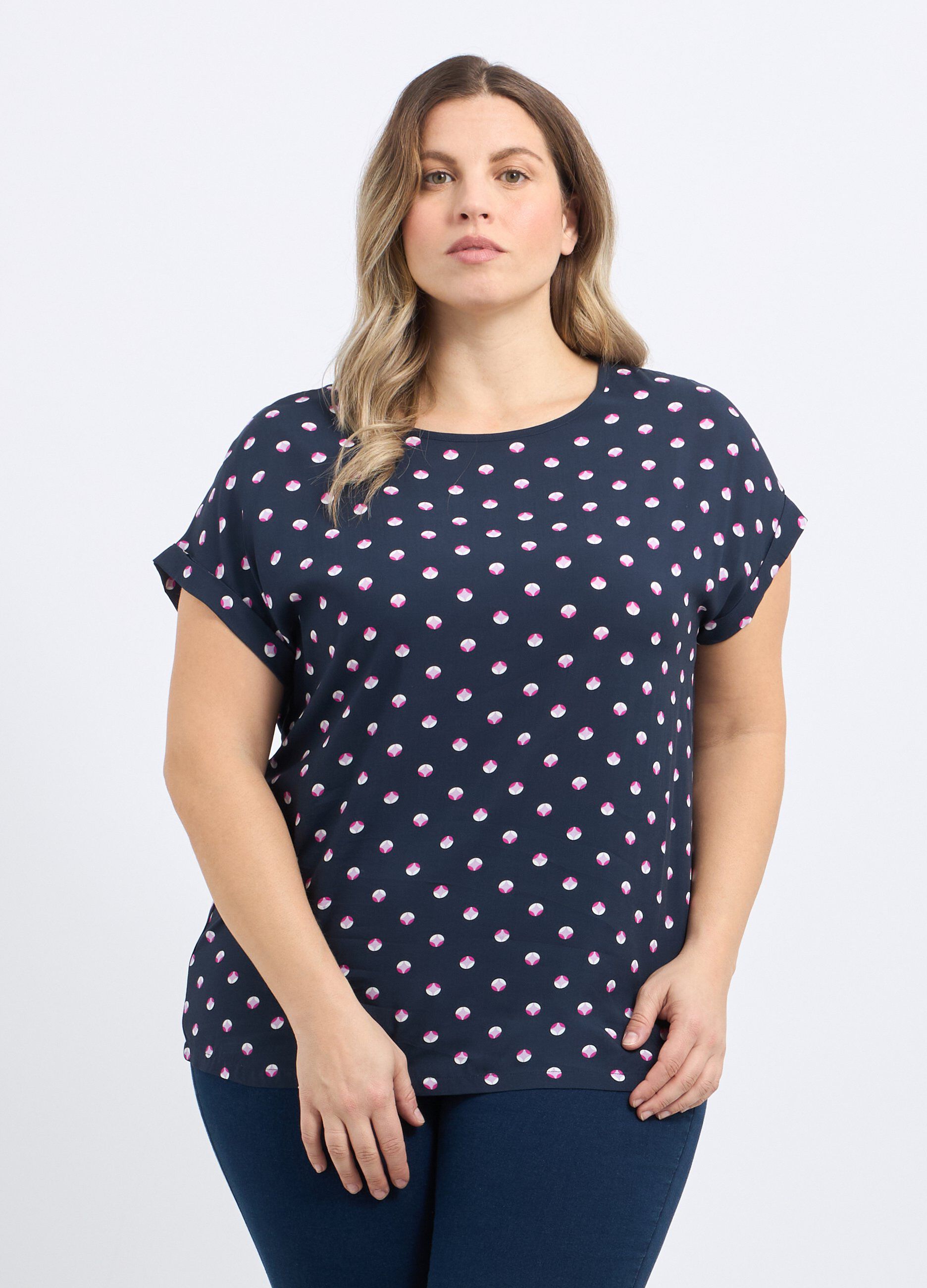 Blusa in pura viscosa a scollo rotondo donna curvy