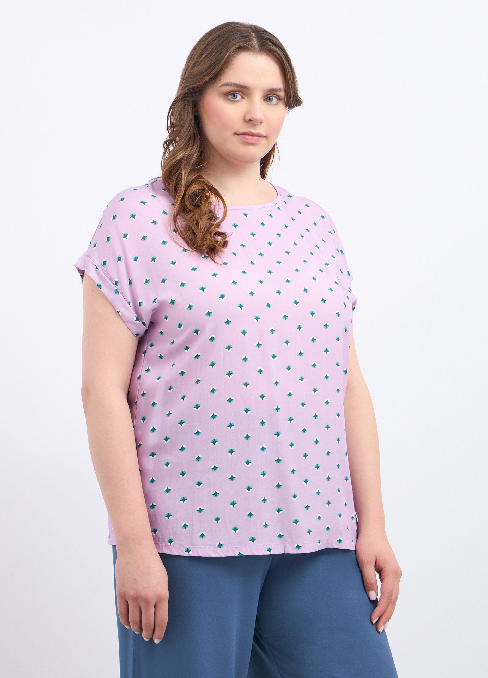 Blusa in pura viscosa a scollo rotondo donna curvy