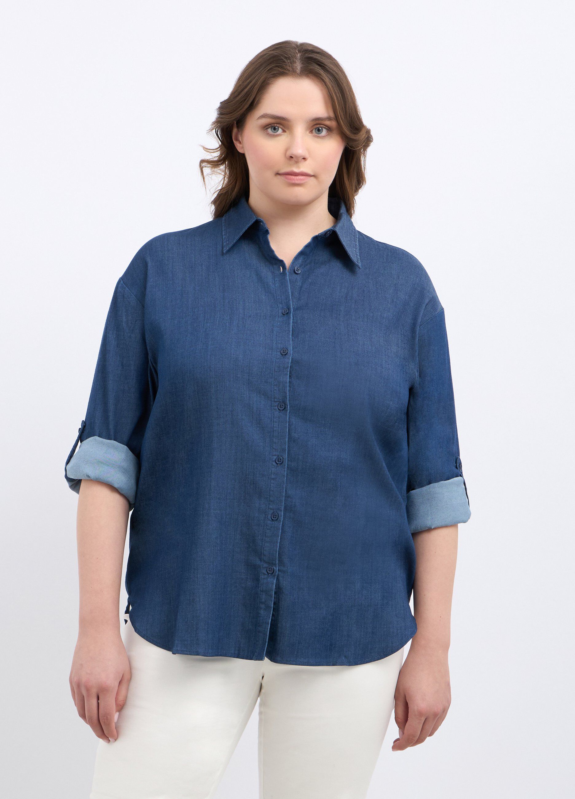 Camicia in misto lyocell donna curvy