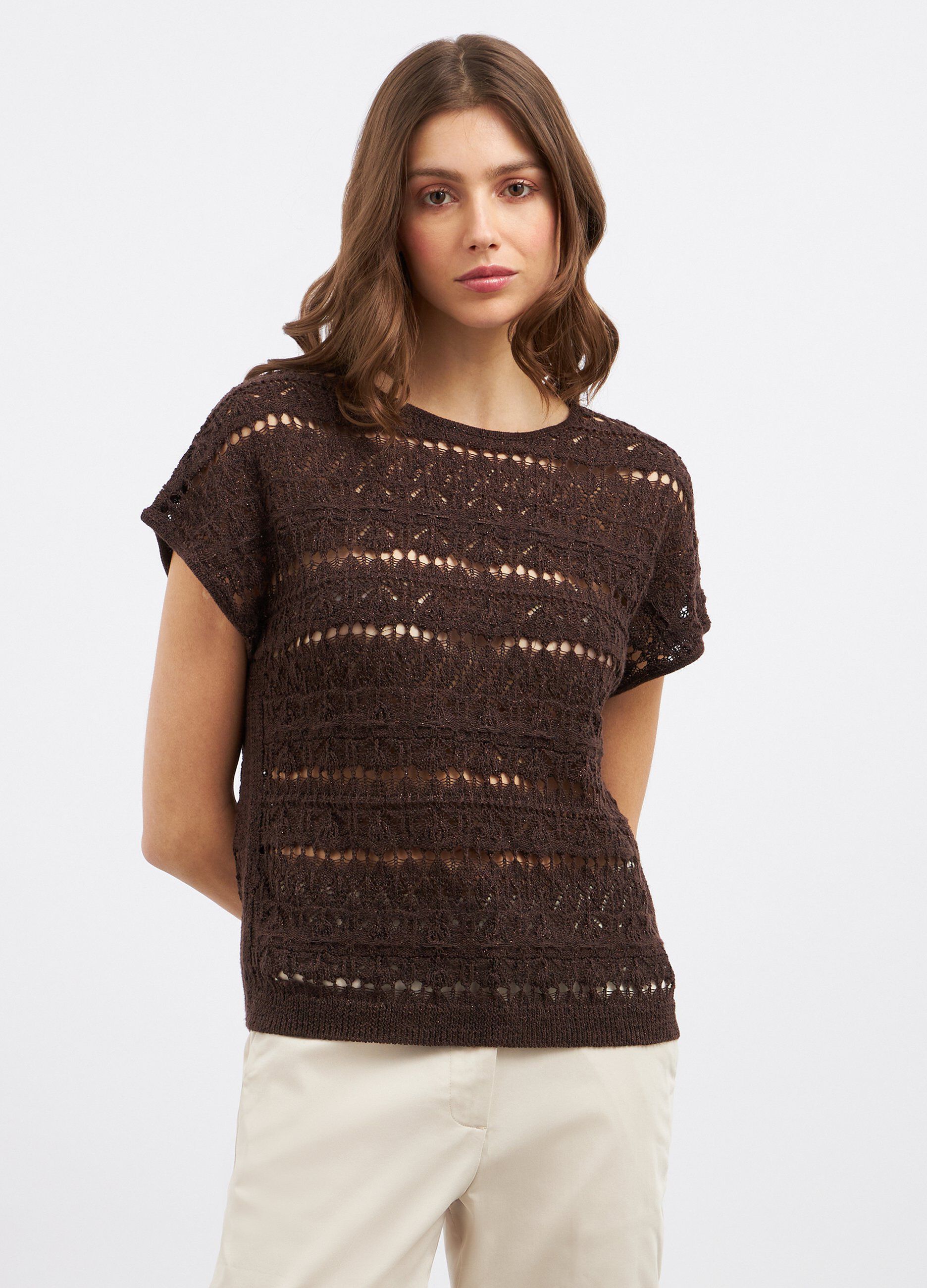Tricot a maniche corte misto lino donna