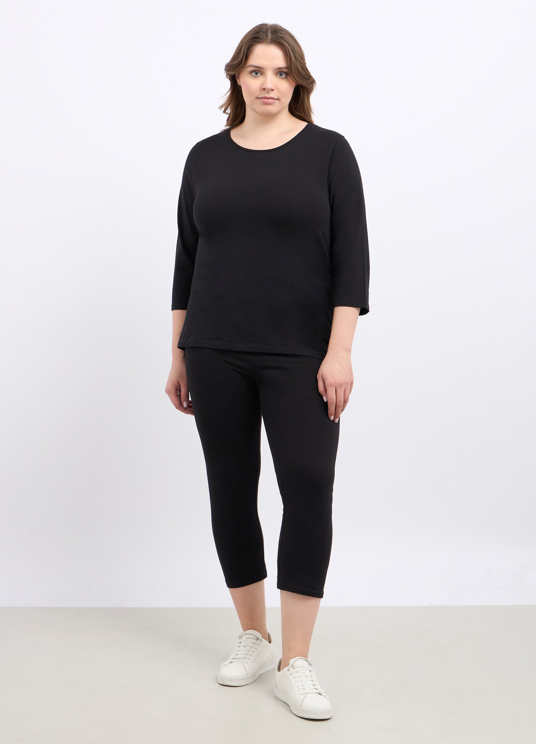 Leggings capri in cotone stretch donna curvy