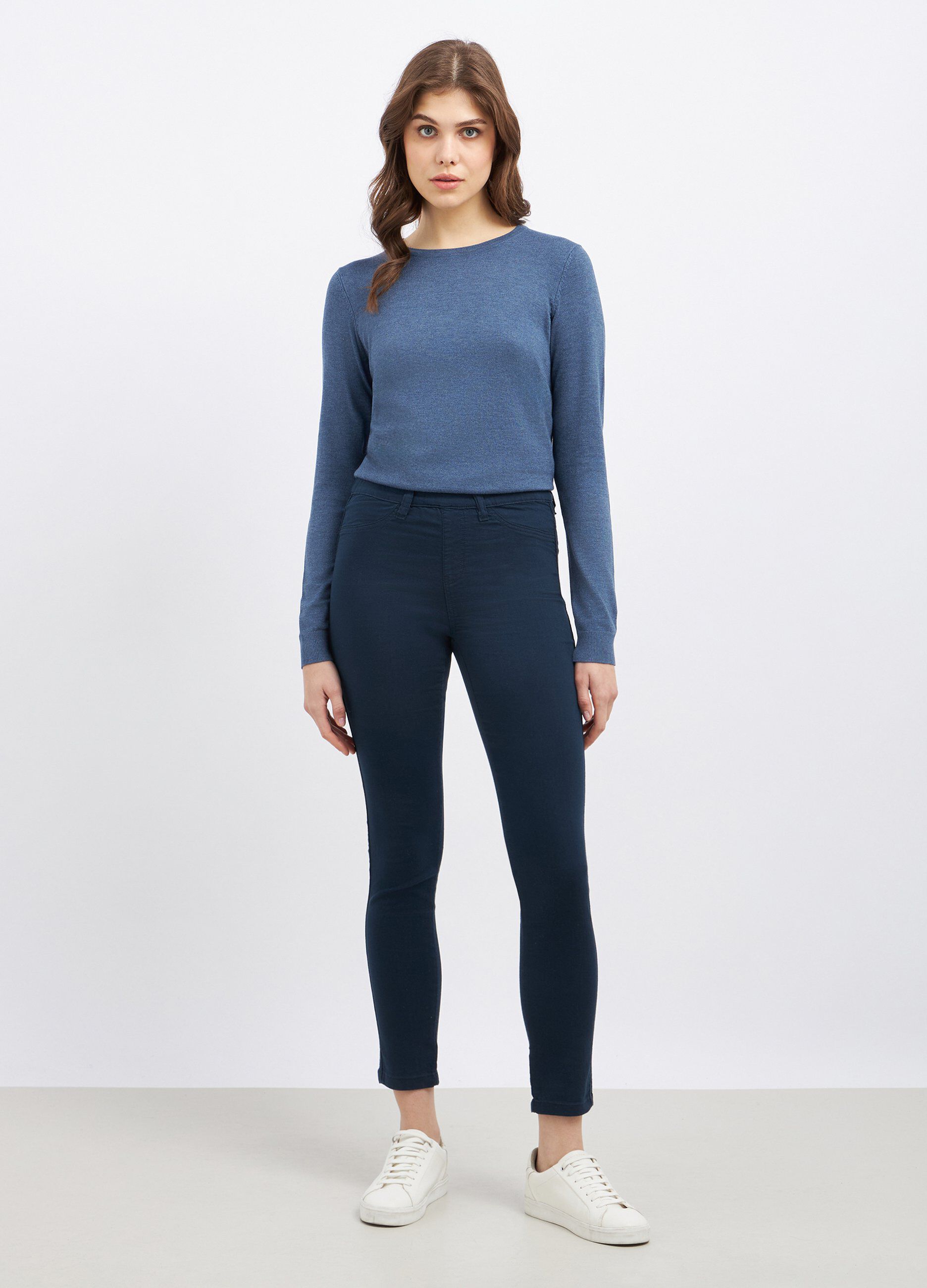 Pantaloni in misto cotone stretch donna