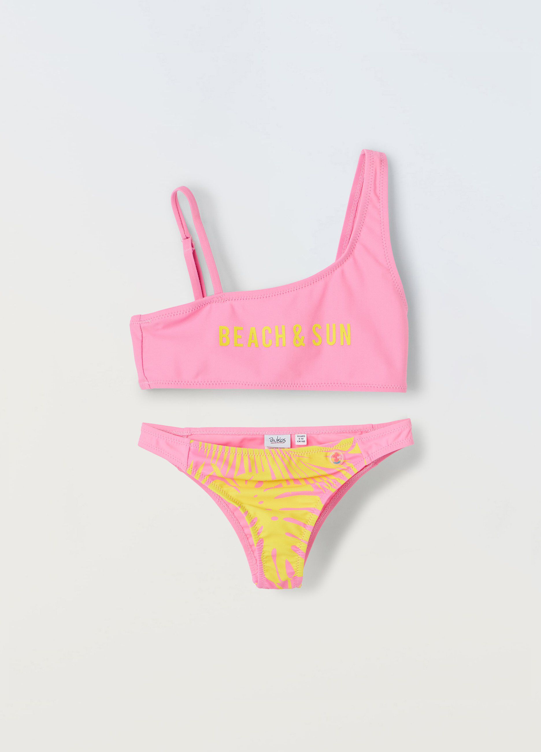 Bikini asimmetrico con stampa ragazza