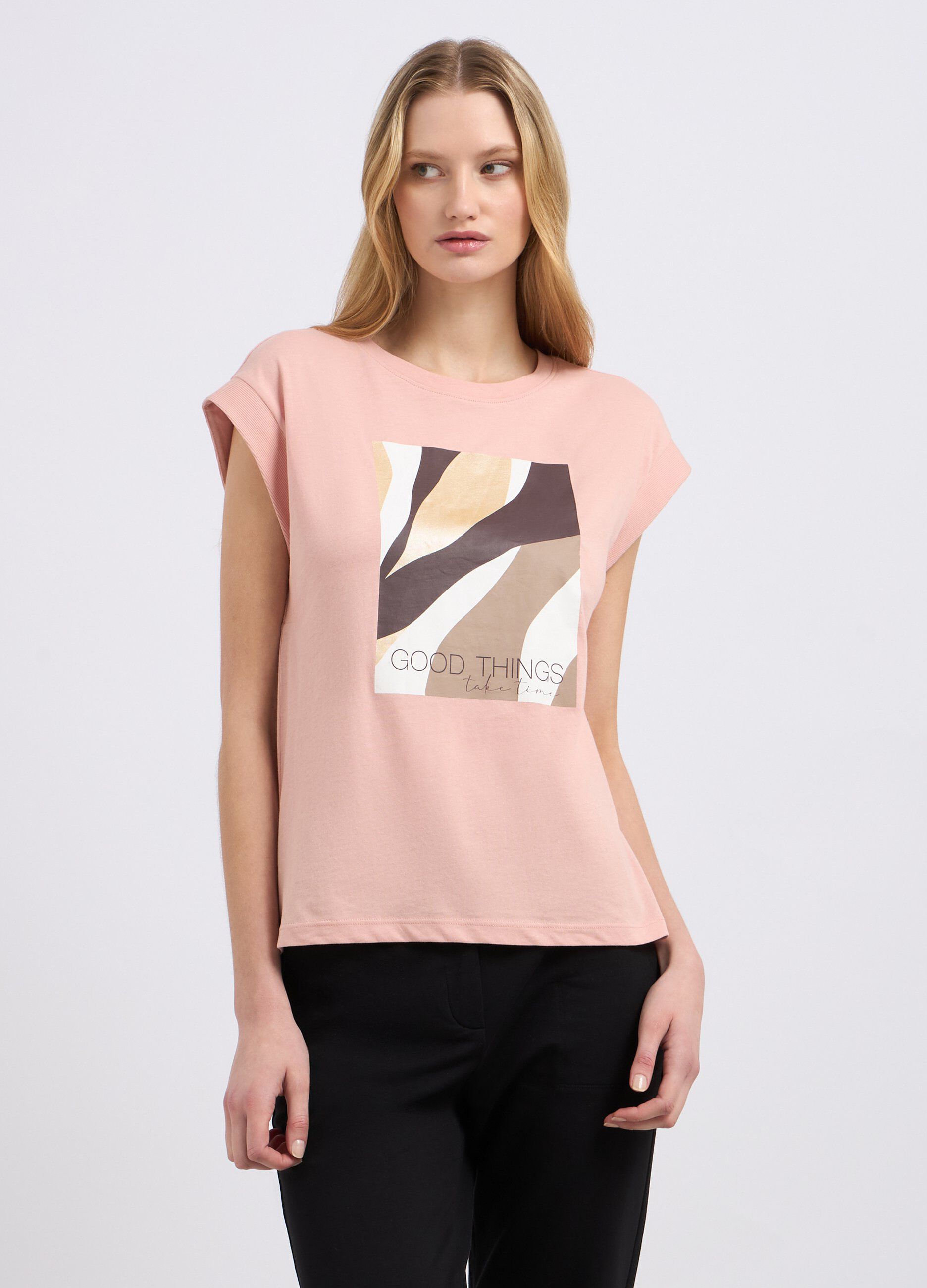 T-shirt in puro cotone con stampa donna