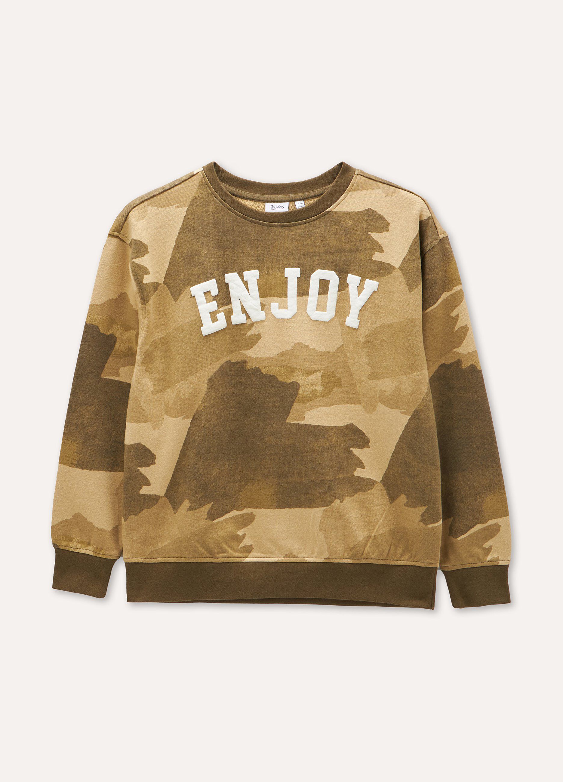 Felpa in puro cotone camouflage ragazzo