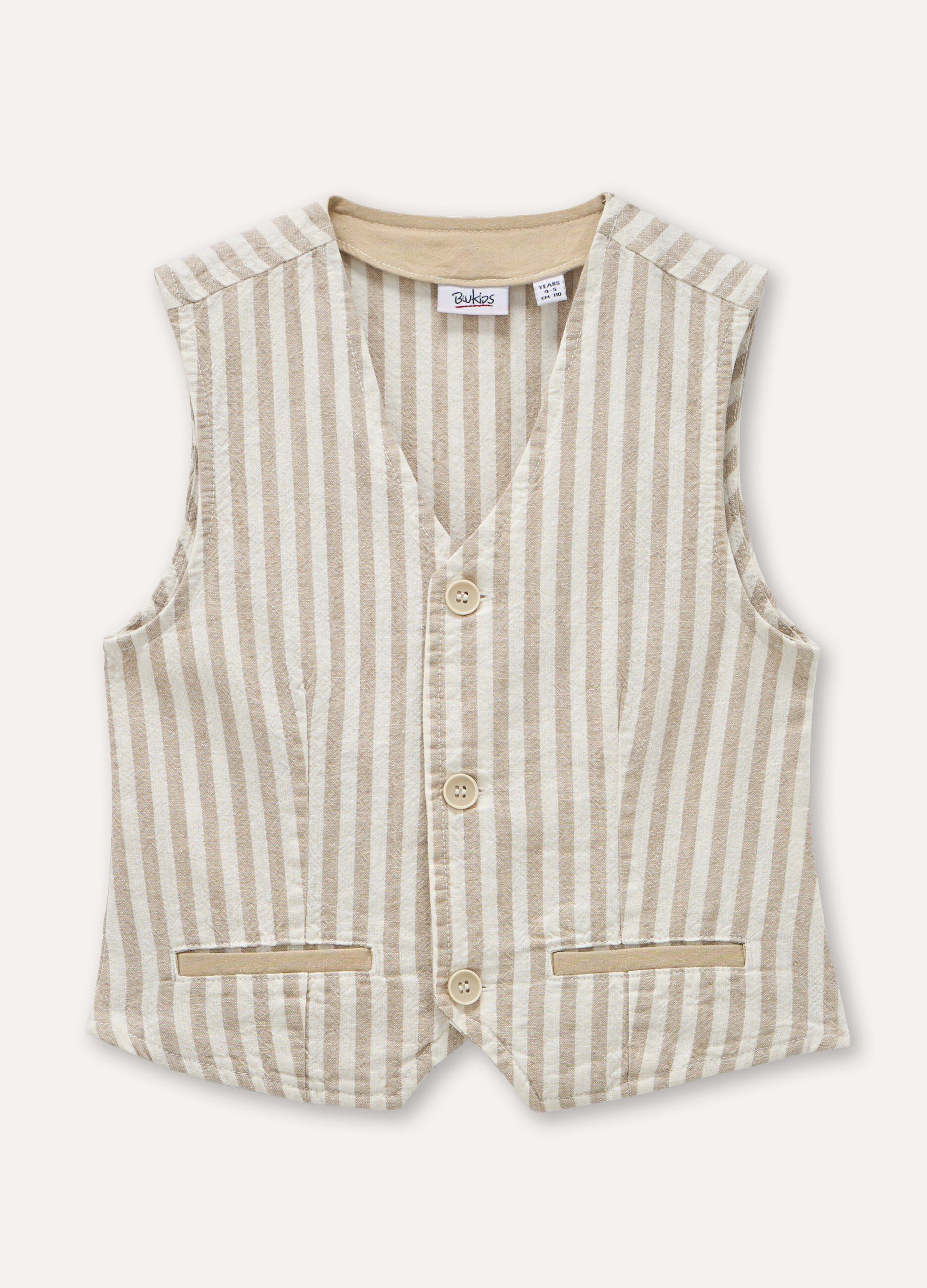 Gilet rigato in misto lino bambino