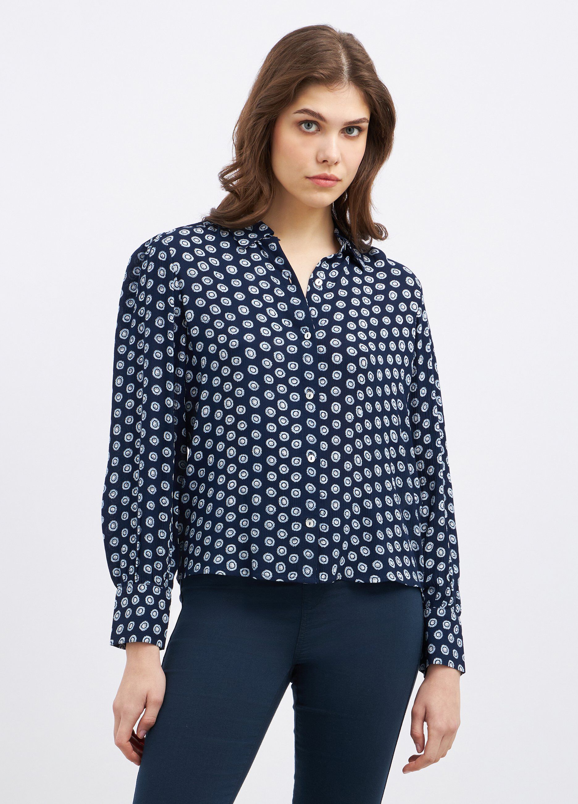 Camicia in pura viscosa con stampa donna