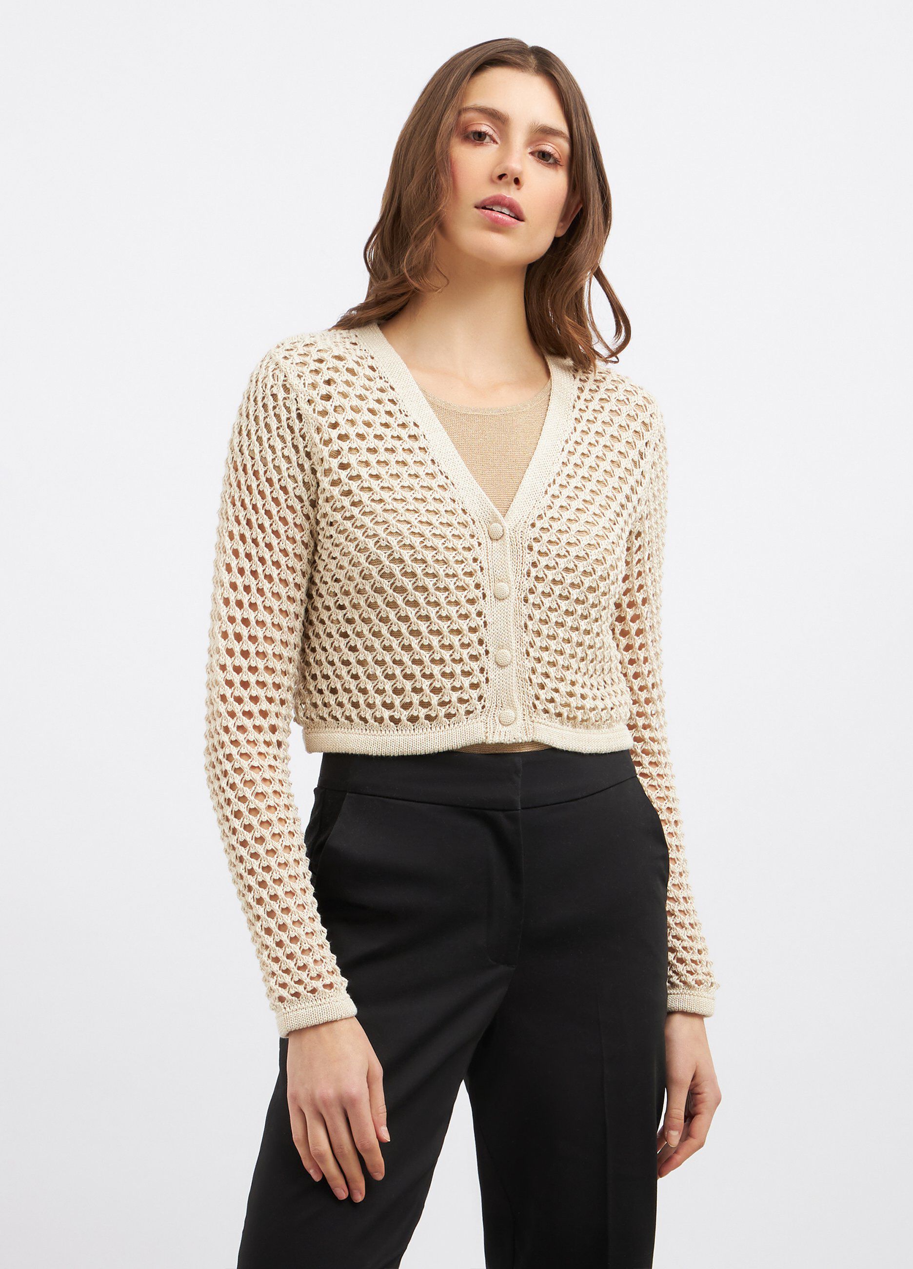 Cardigan tricot traforato donna