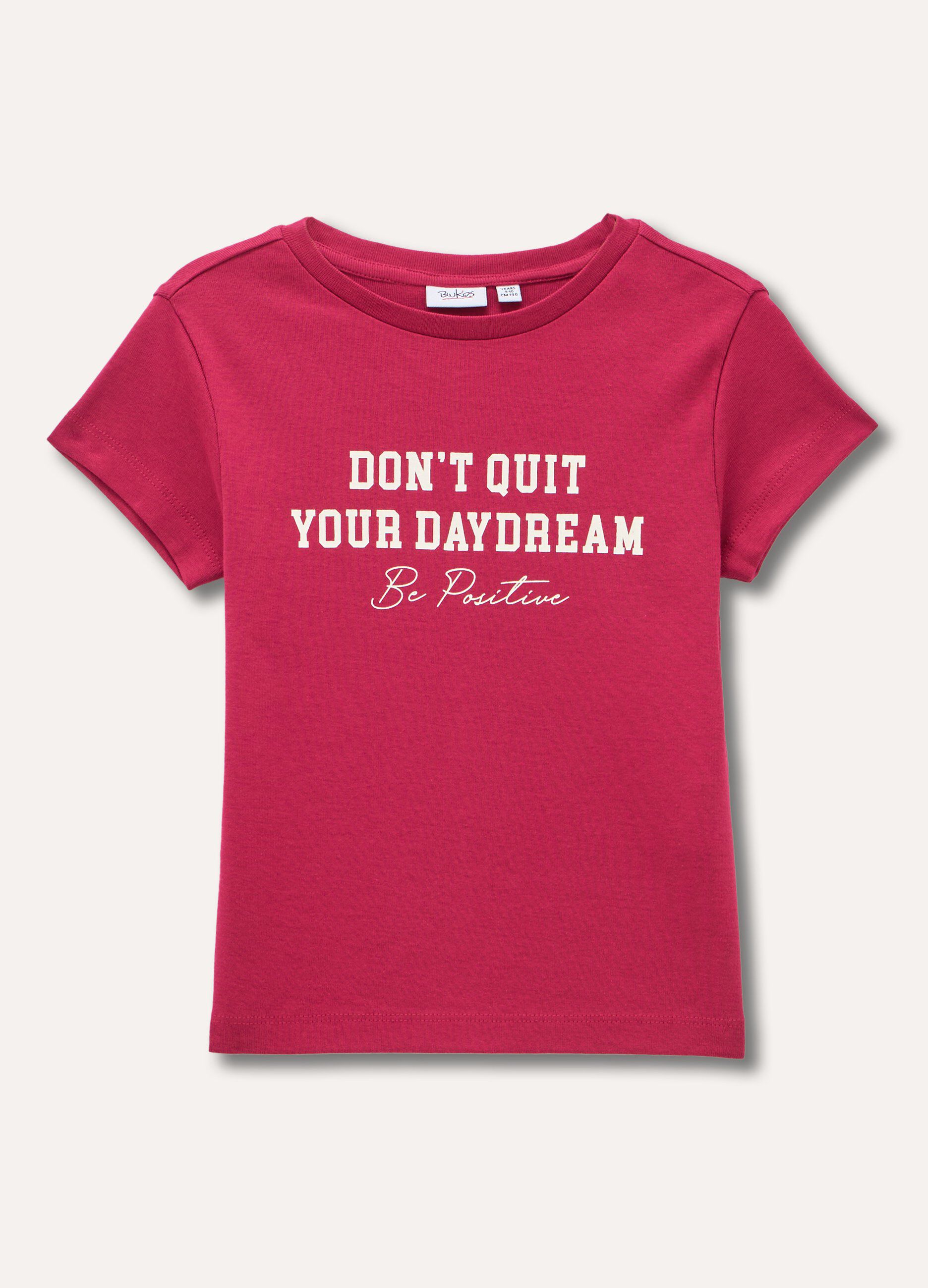 T-shirt a girocollo in puro cotone ragazza