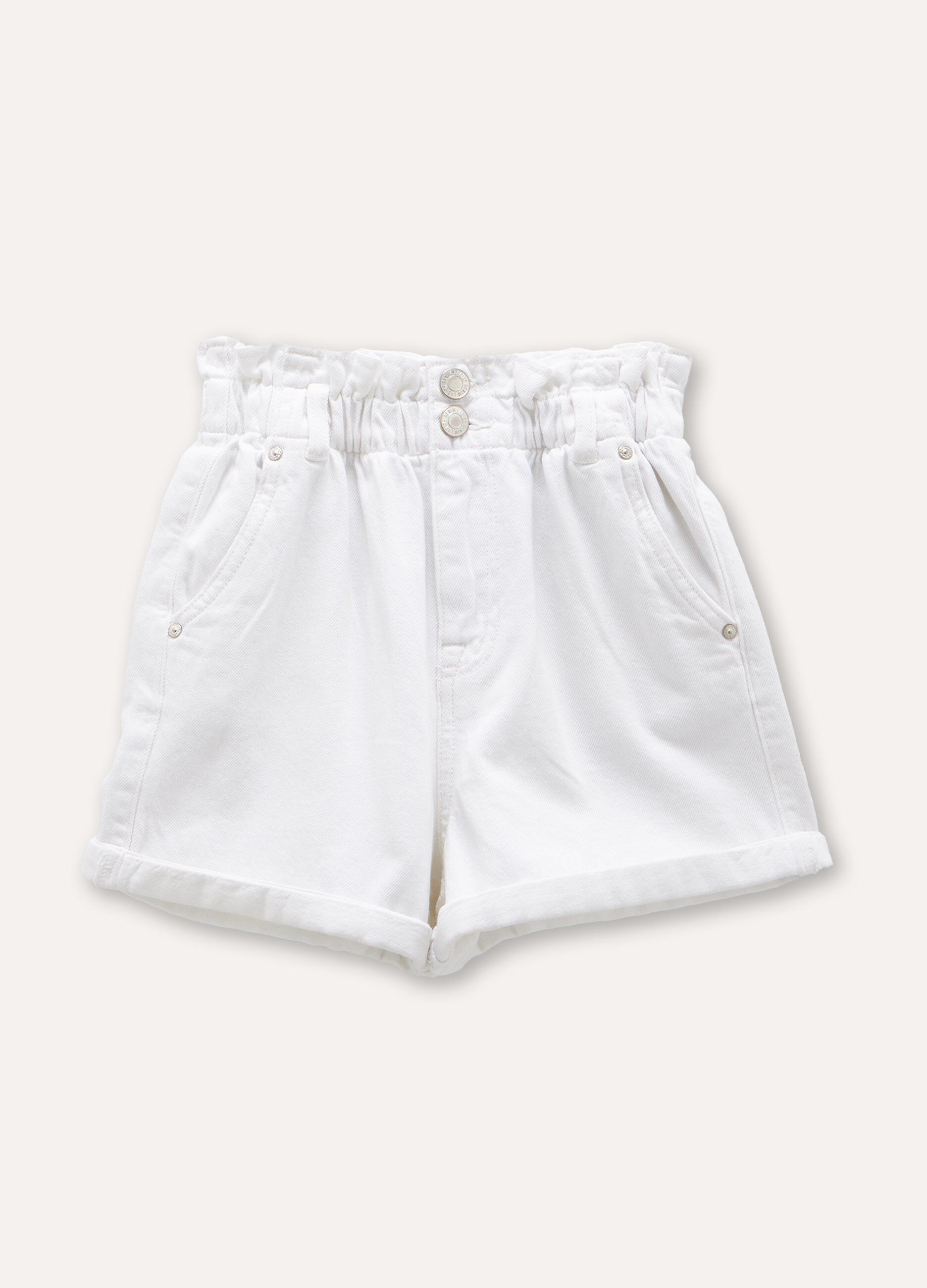 Shorts in denim di puro cotone ragazza