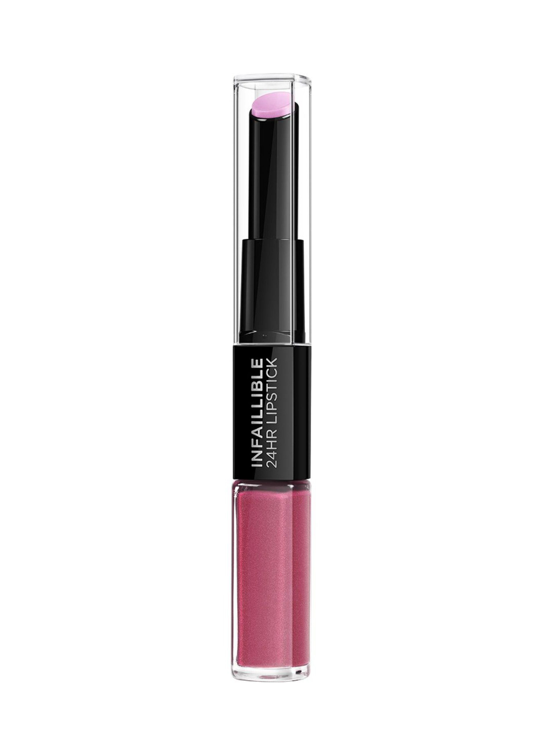 L'OrÃ©al Paris Rossetto Balsamo 2in1 Infaillible 2 Step 24H, Rossetto a Lunga Tenuta, Balsamo Idratante, Effetto No Transfer, 214 Raspberry For Life.