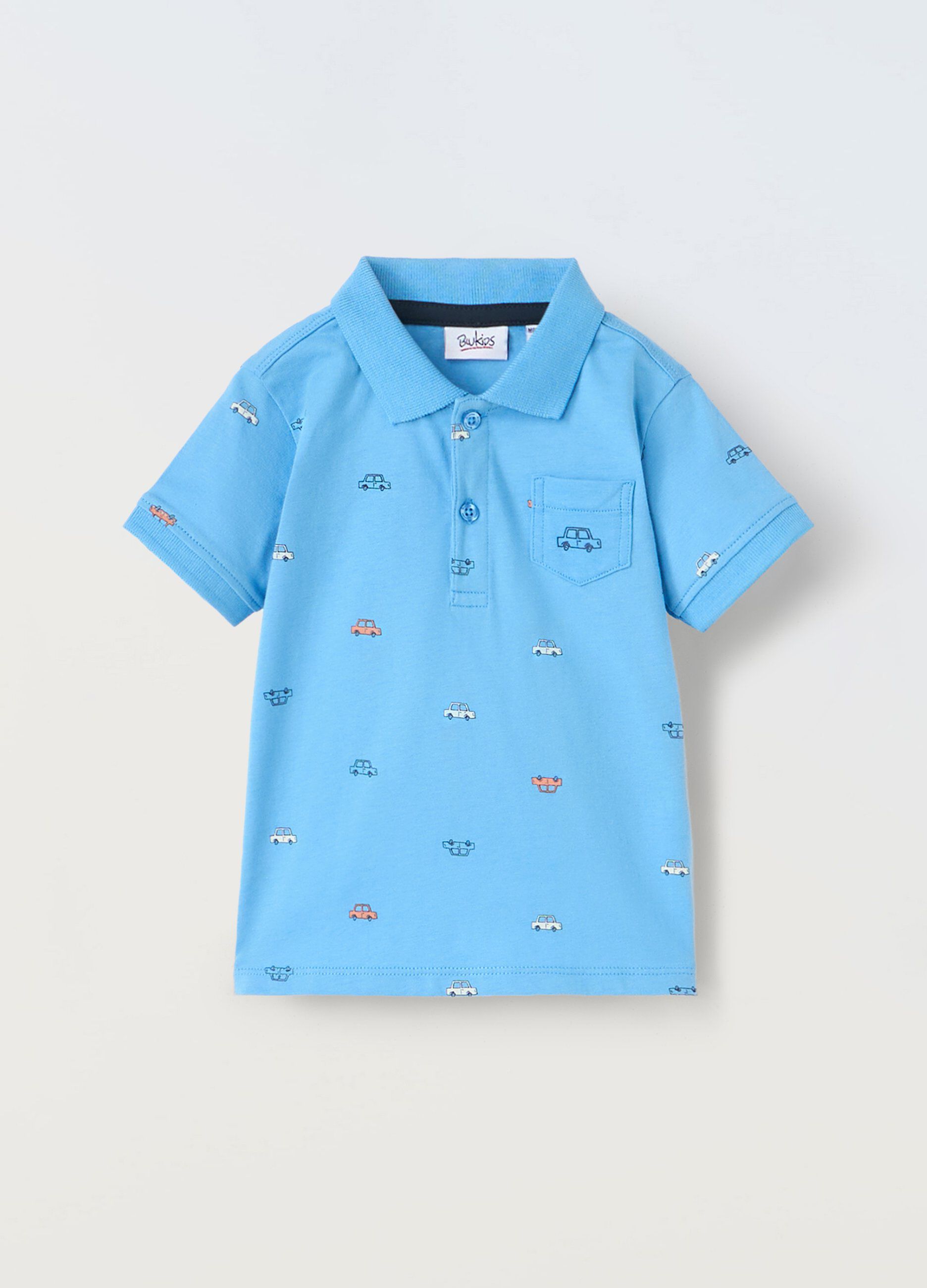Polo in puro cotone con stampa neonato