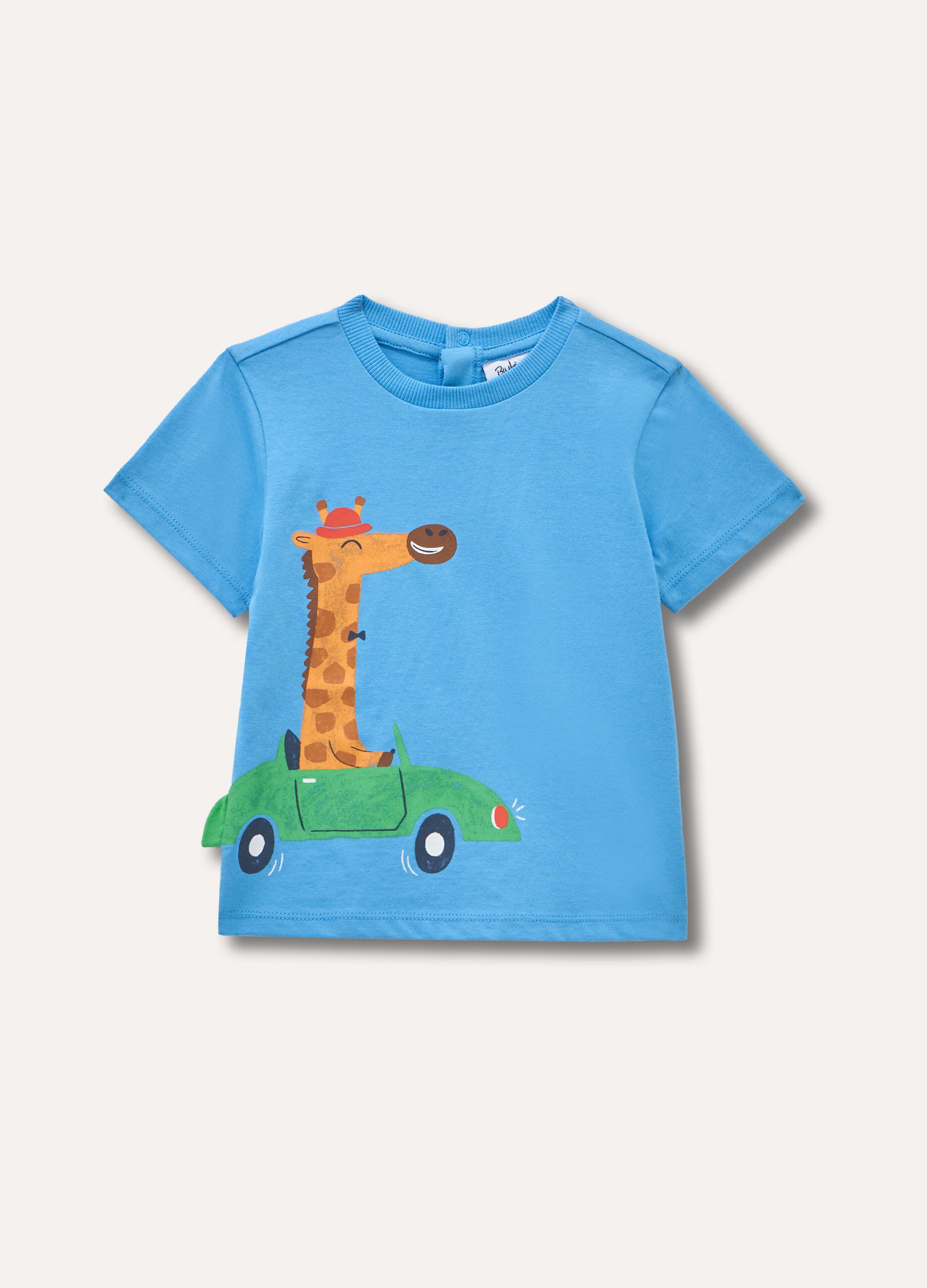 T-shirt in puro cotone con stampa e applicazioni neonato