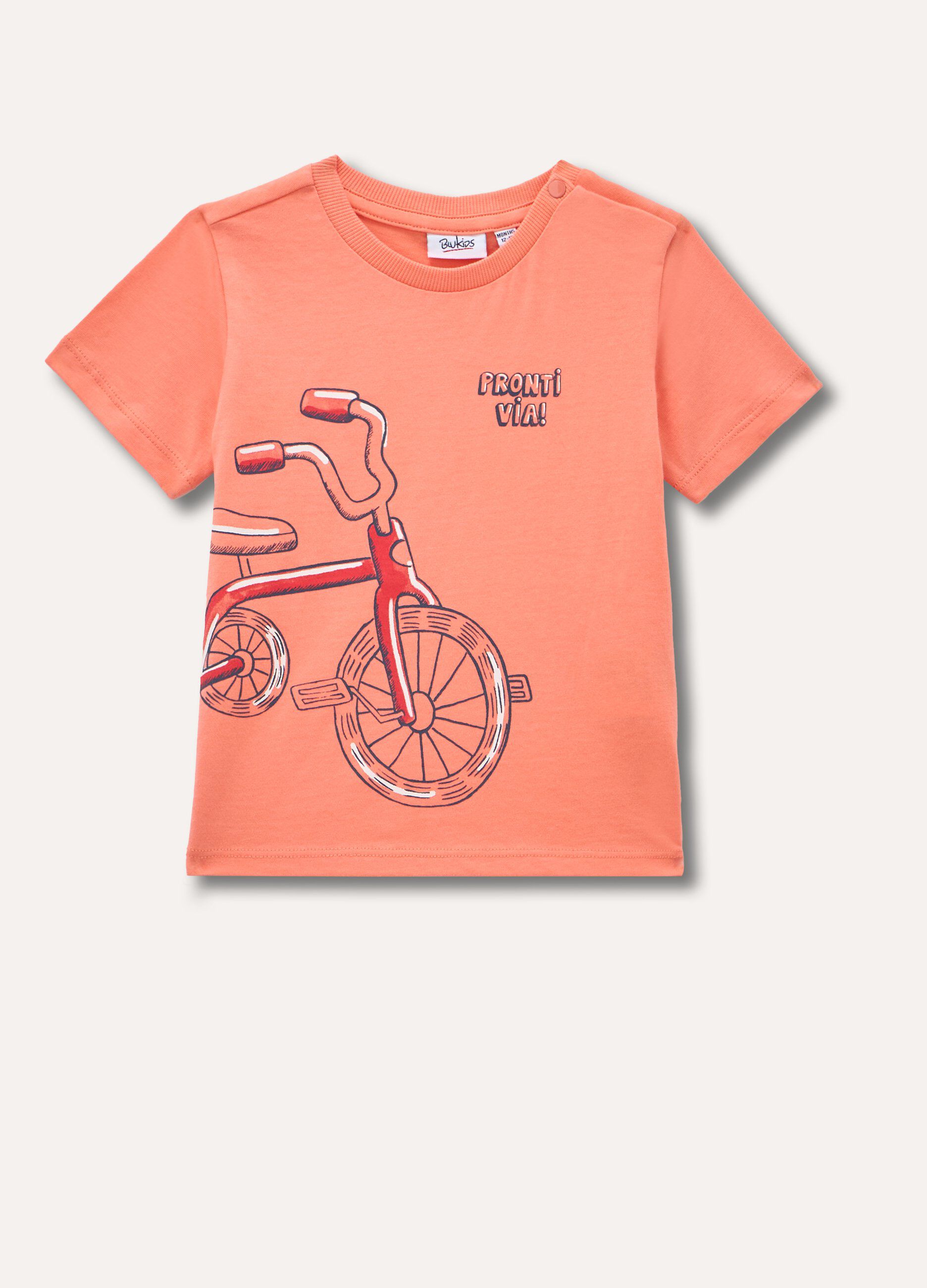 T-shirt a maniche corte in puro cotone neonato