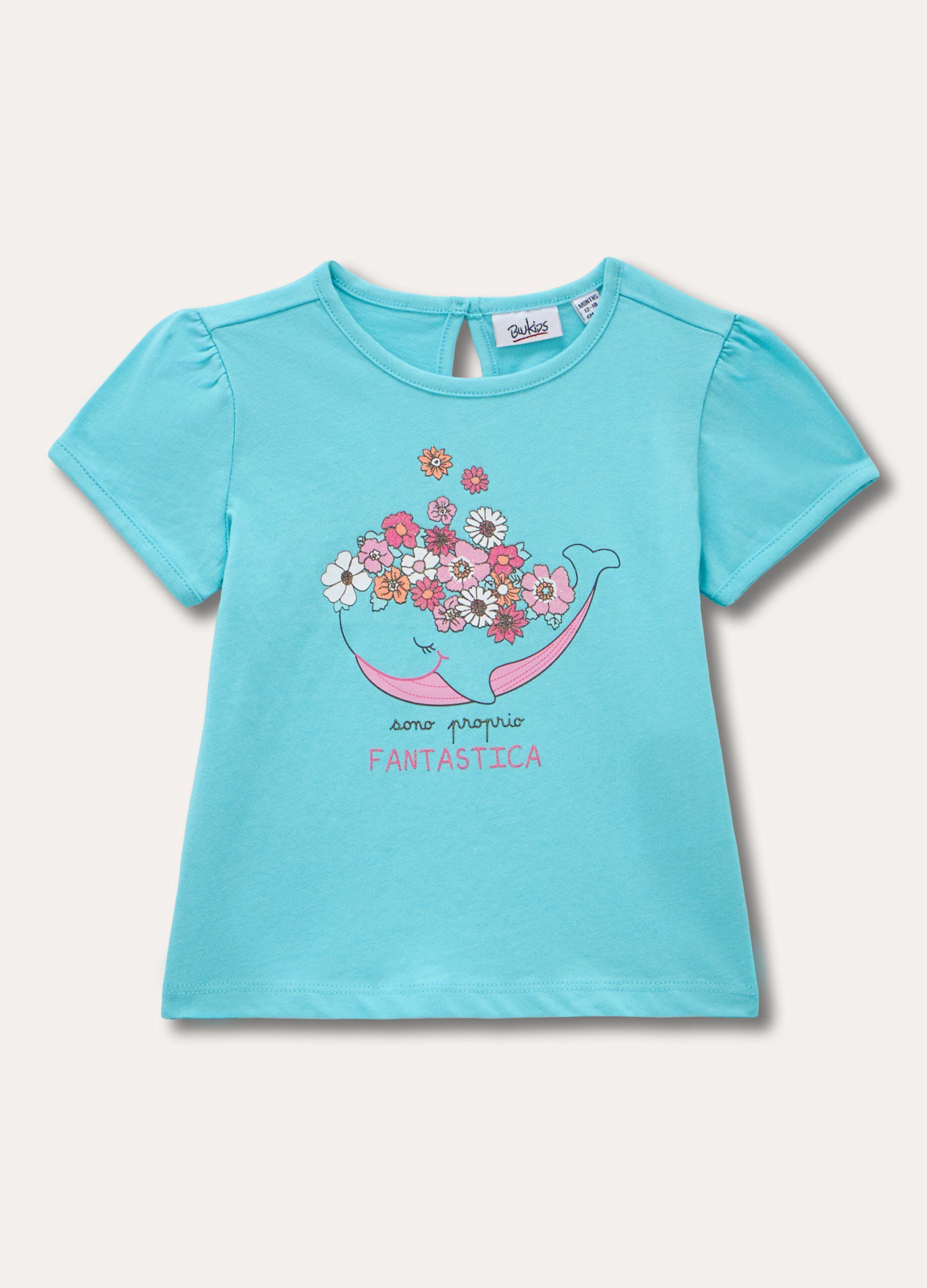 T-shirt in puro cotone con stampa neonata