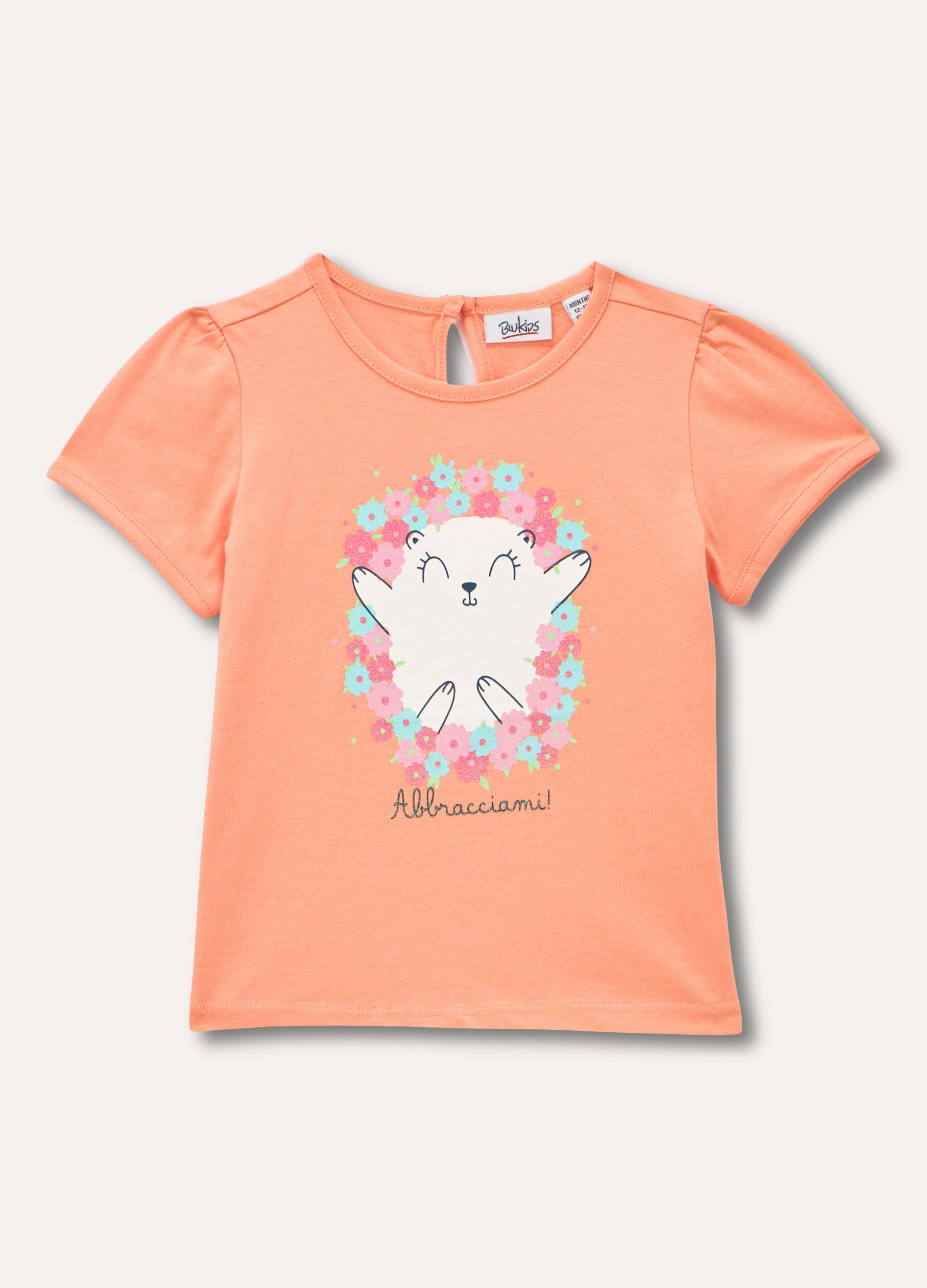 T-shirt in puro cotone con stampa neonata