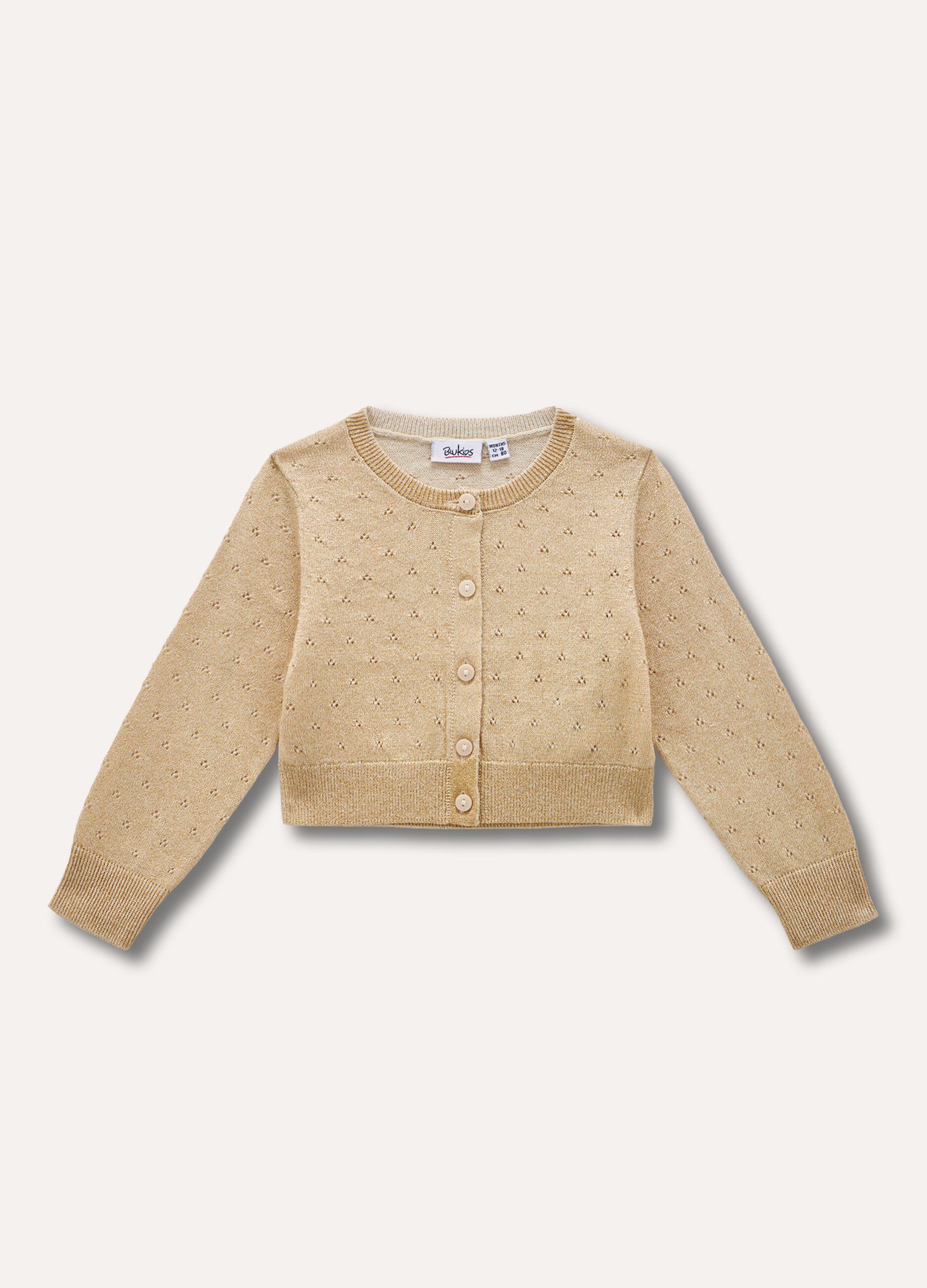 Cardigan in cotone pointelle neonata