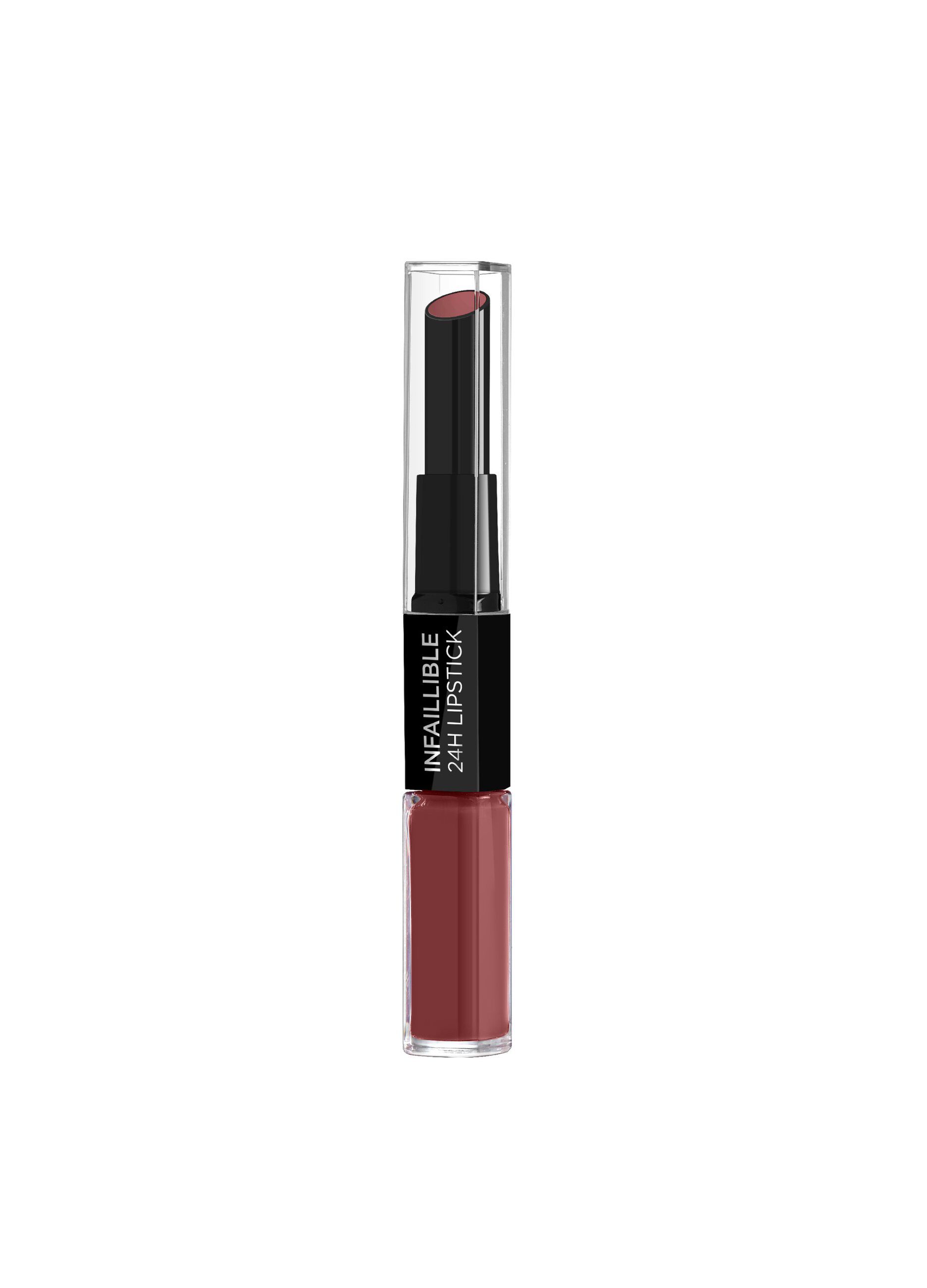 L'Oreal Paris Rossetto 2 Step Infallible 24H, Lunga tenuta e idratazione, Toujours Toffee (801).