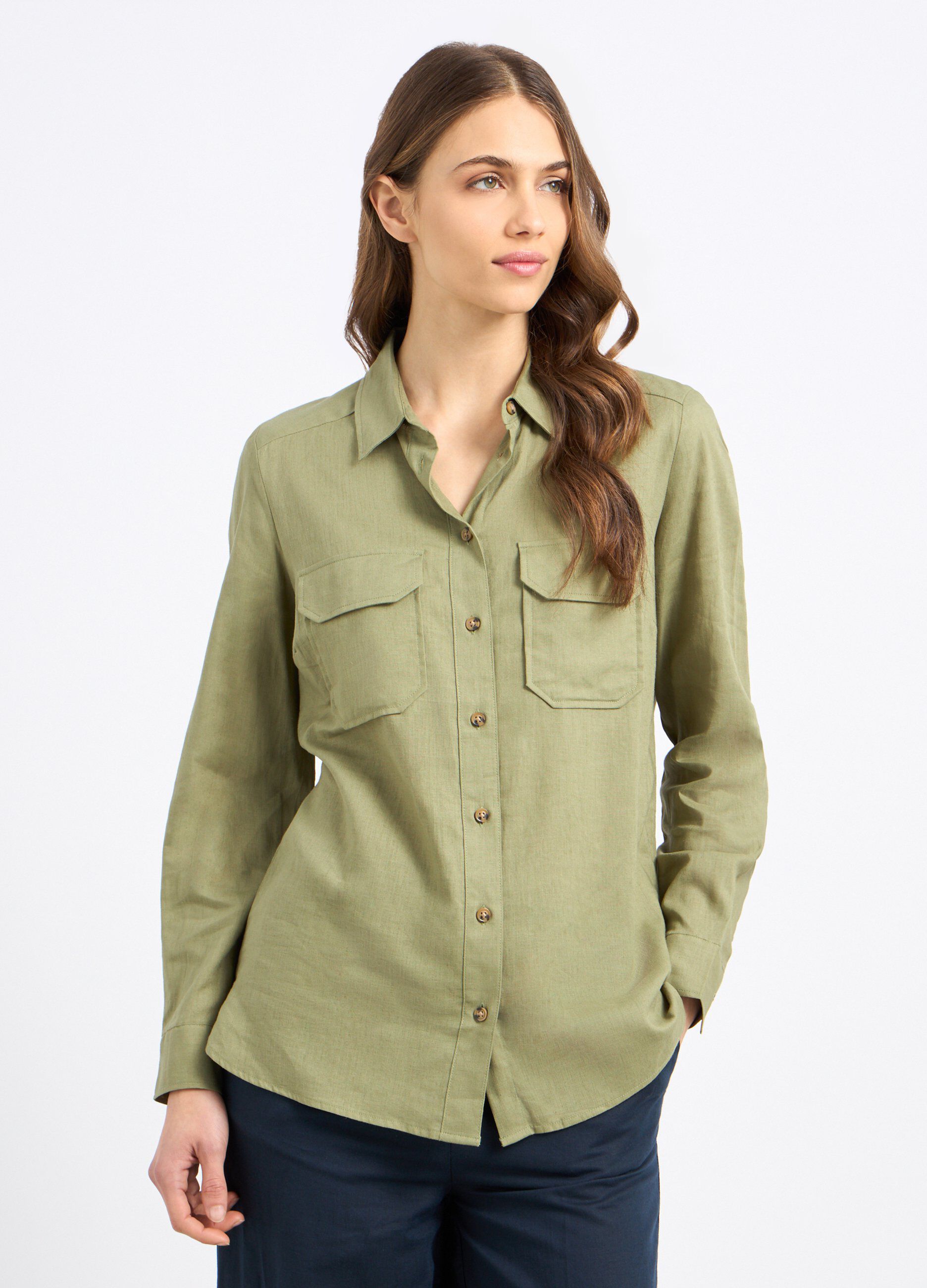 Camicia in misto lino donna