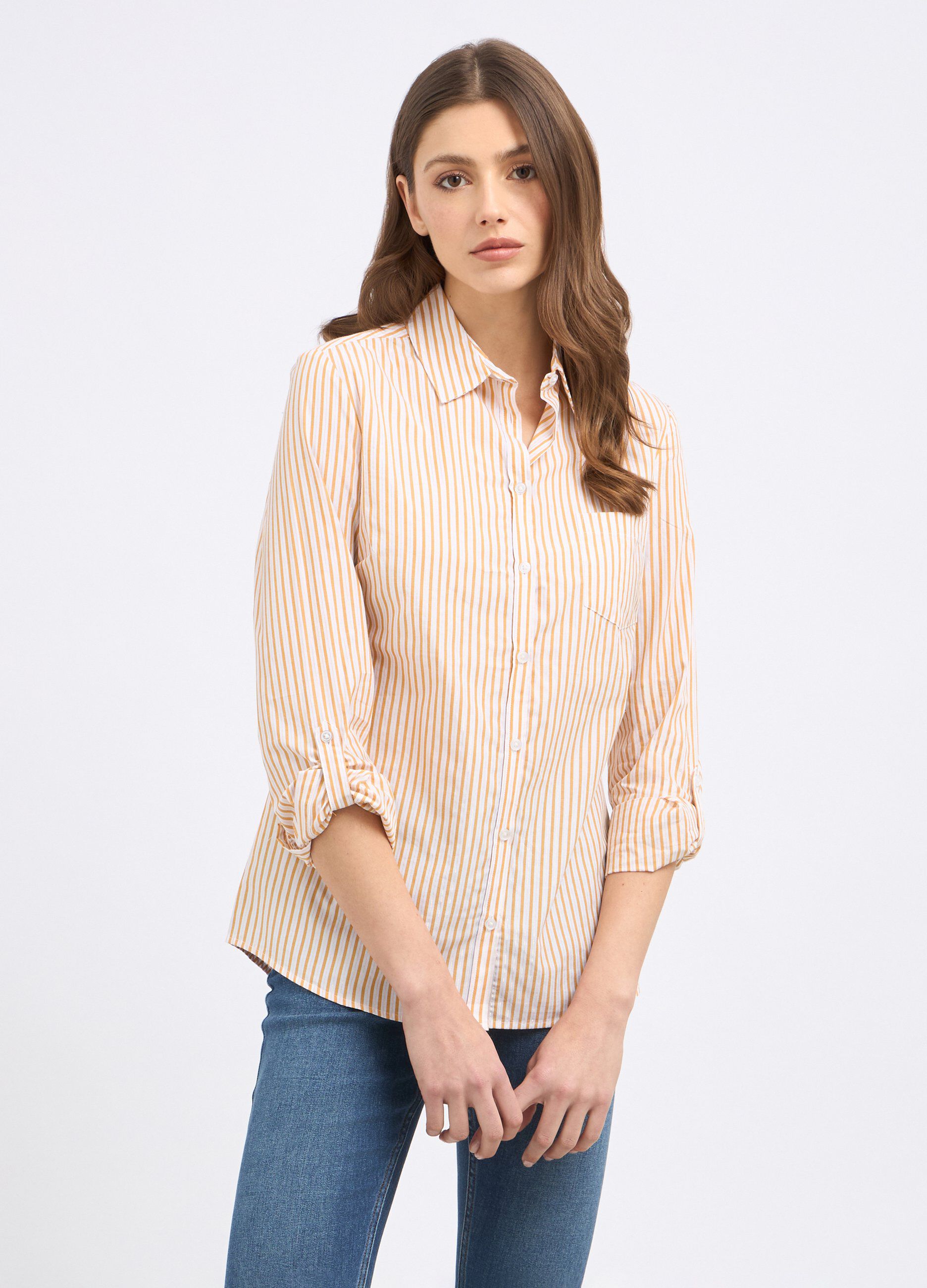 Camicia in cotone con filo lurex donna