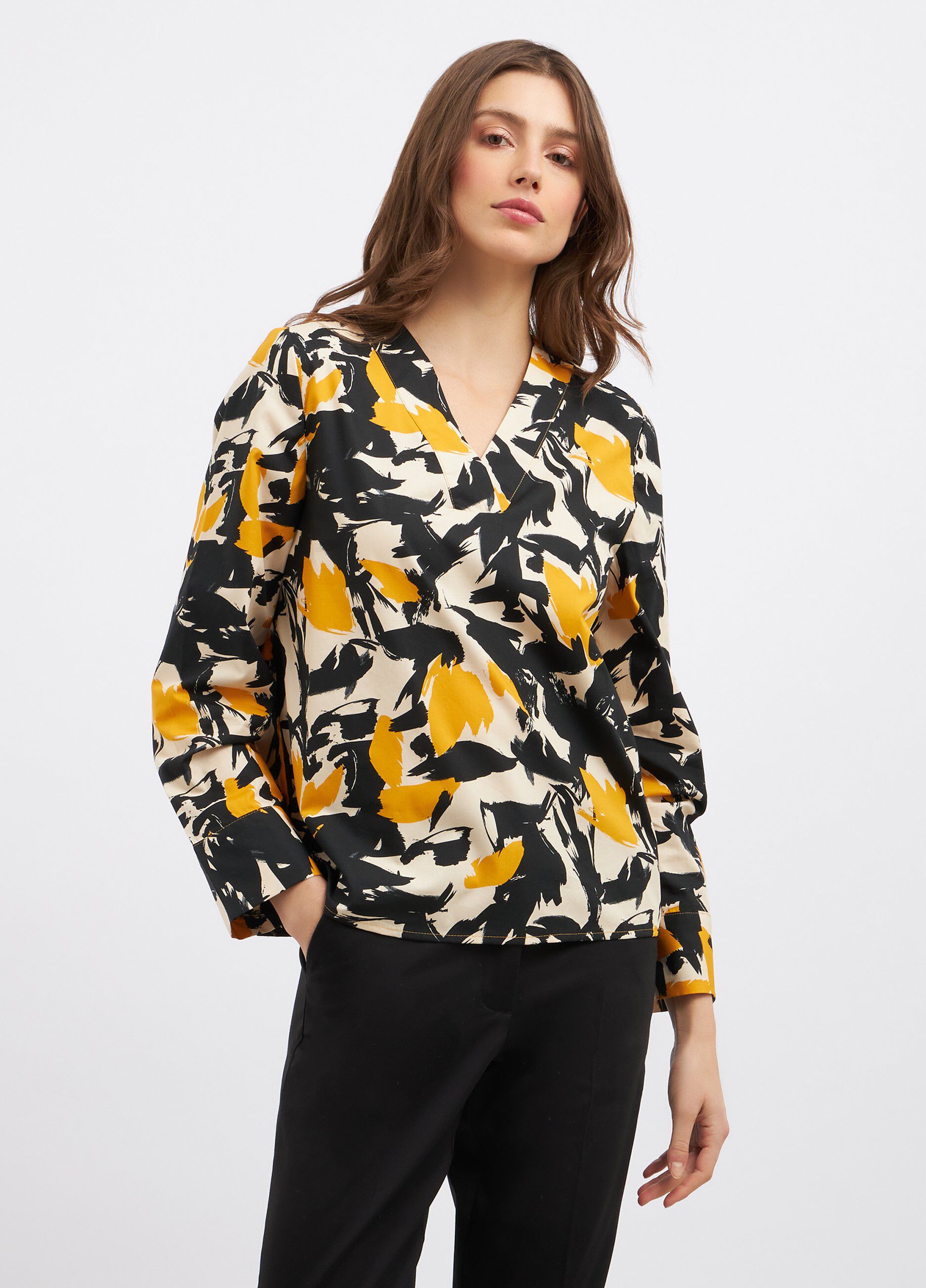 Blusa in puro cotone con stampa donna