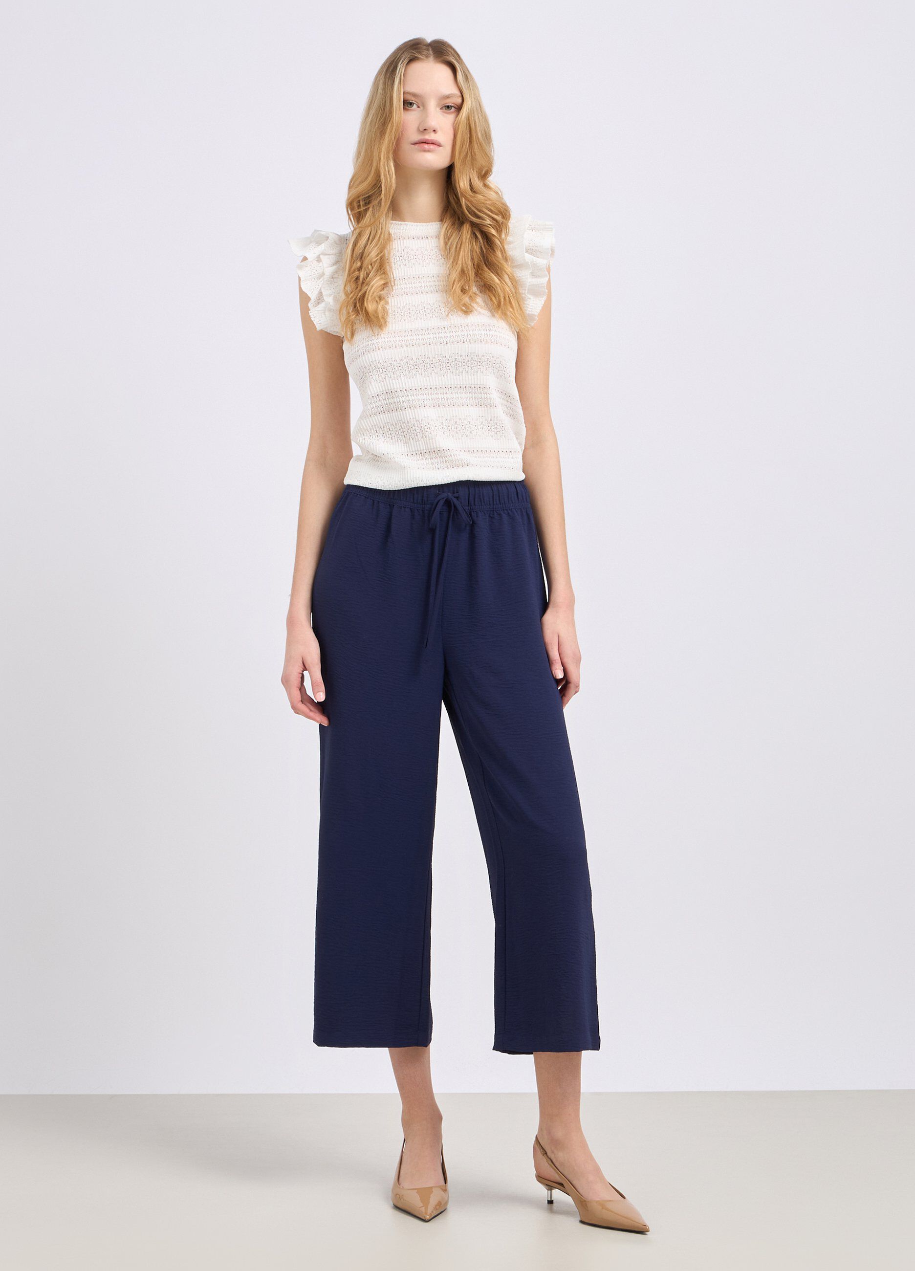 Pantalone cropped in cr&ecirc;pe donna
