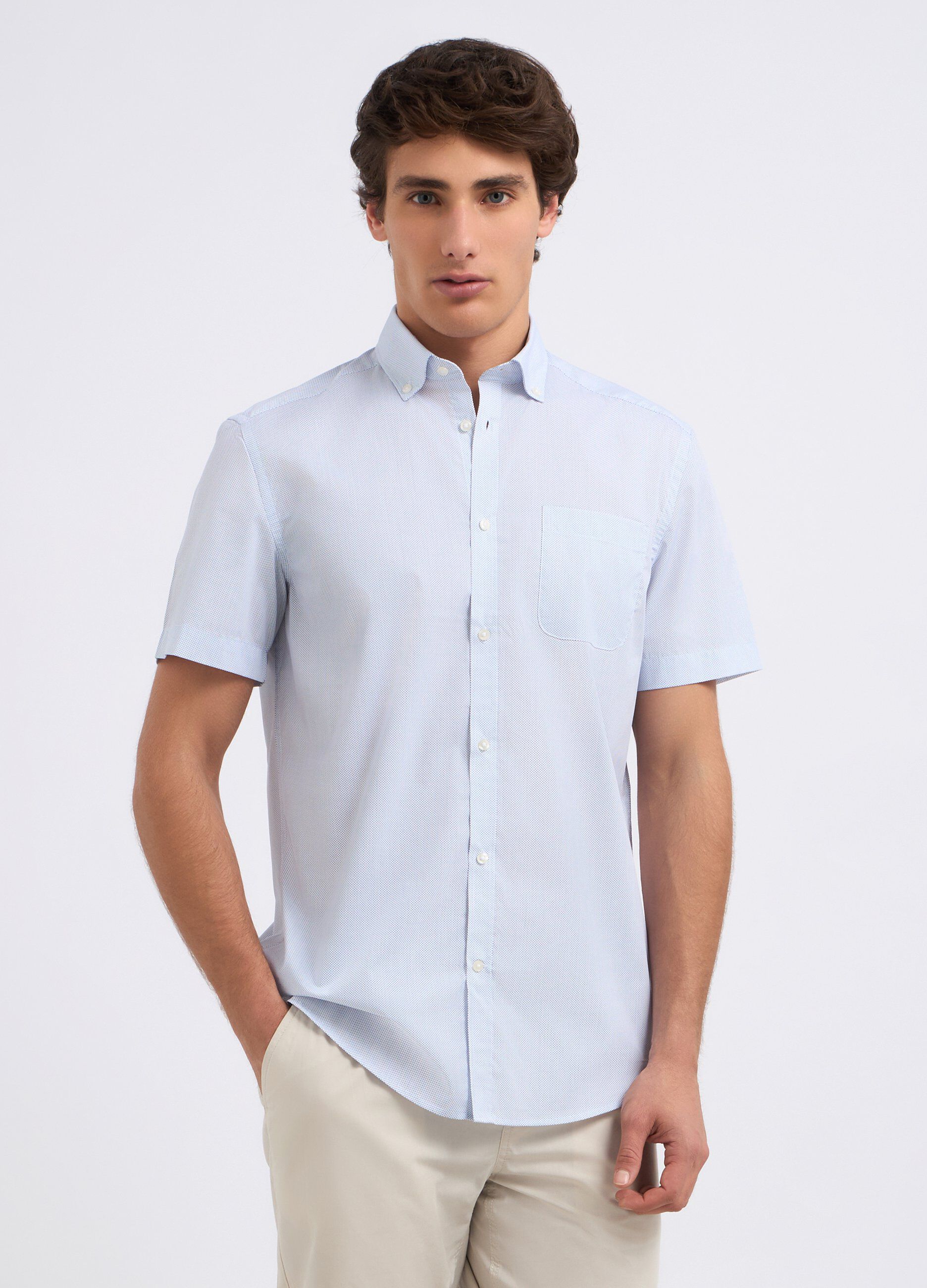 Camicia a maniche corte in misto cotone uomo