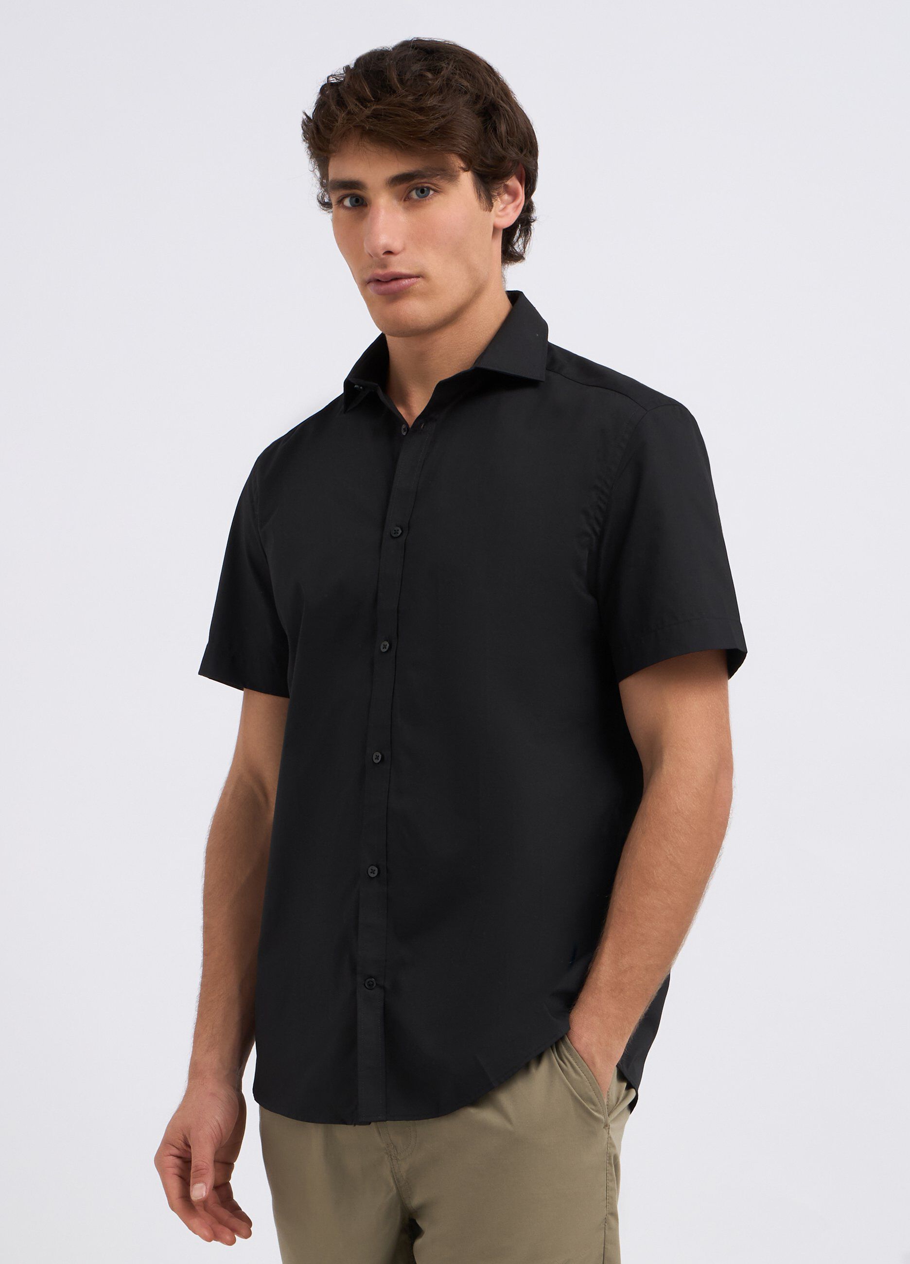 Camicia a maniche corte in misto cotone uomo